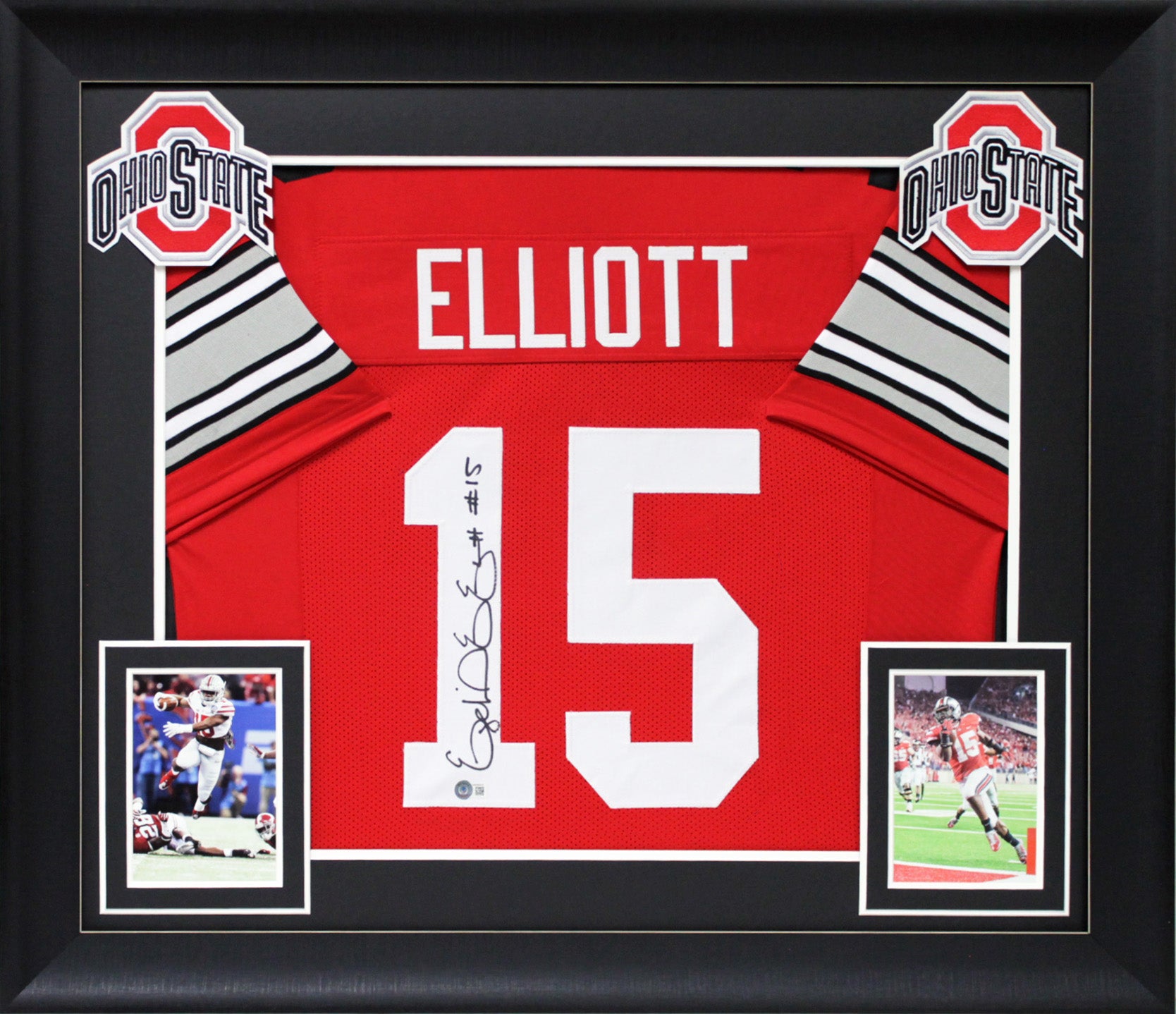 Ohio State Ezekiel Elliott Authentic Signed Red Pro Style Framed Jersey BAS Wit