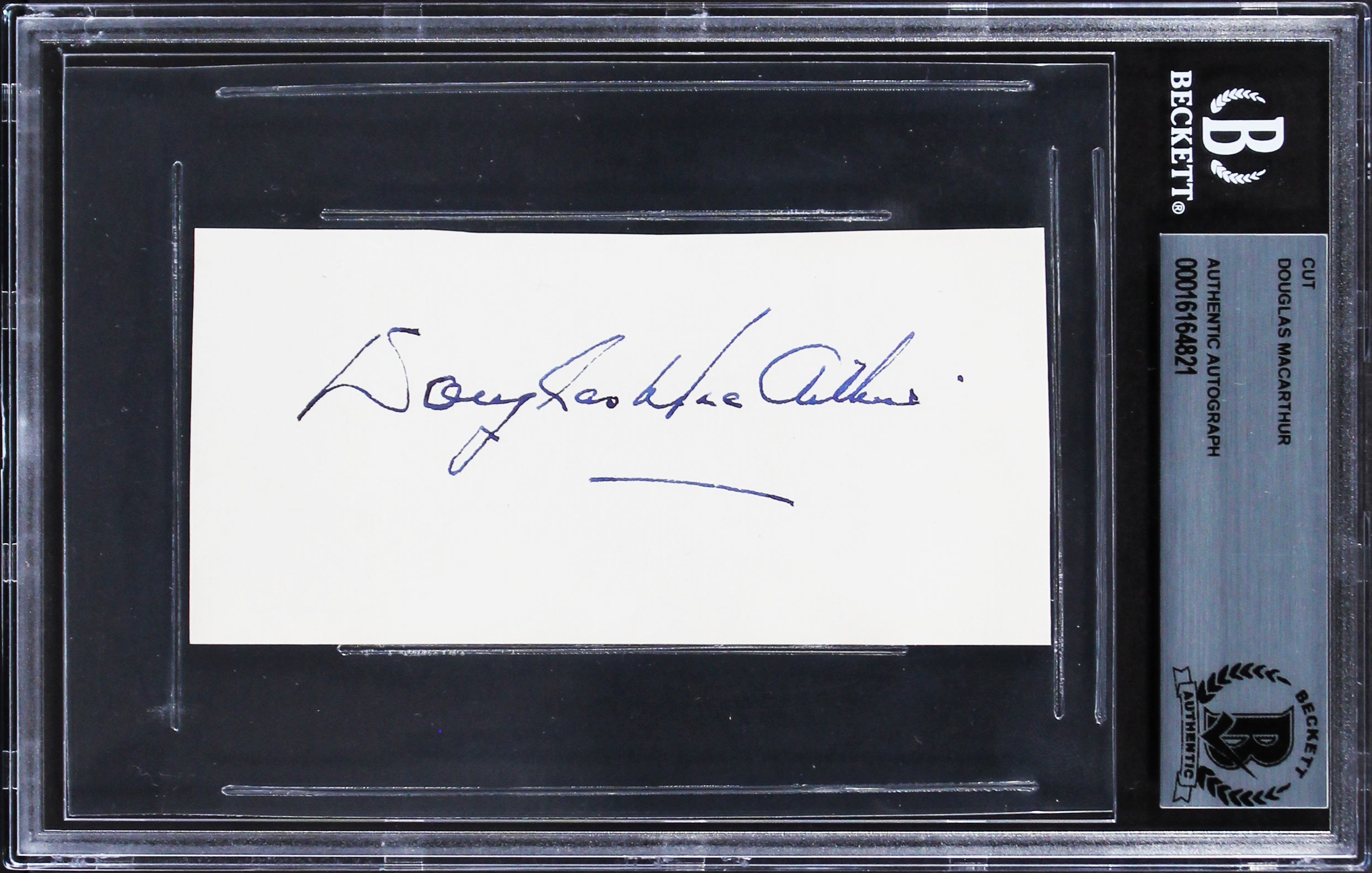 Douglas MacArthur Authentic Signed 2.15x4 Cut Signature BAS Slabbed