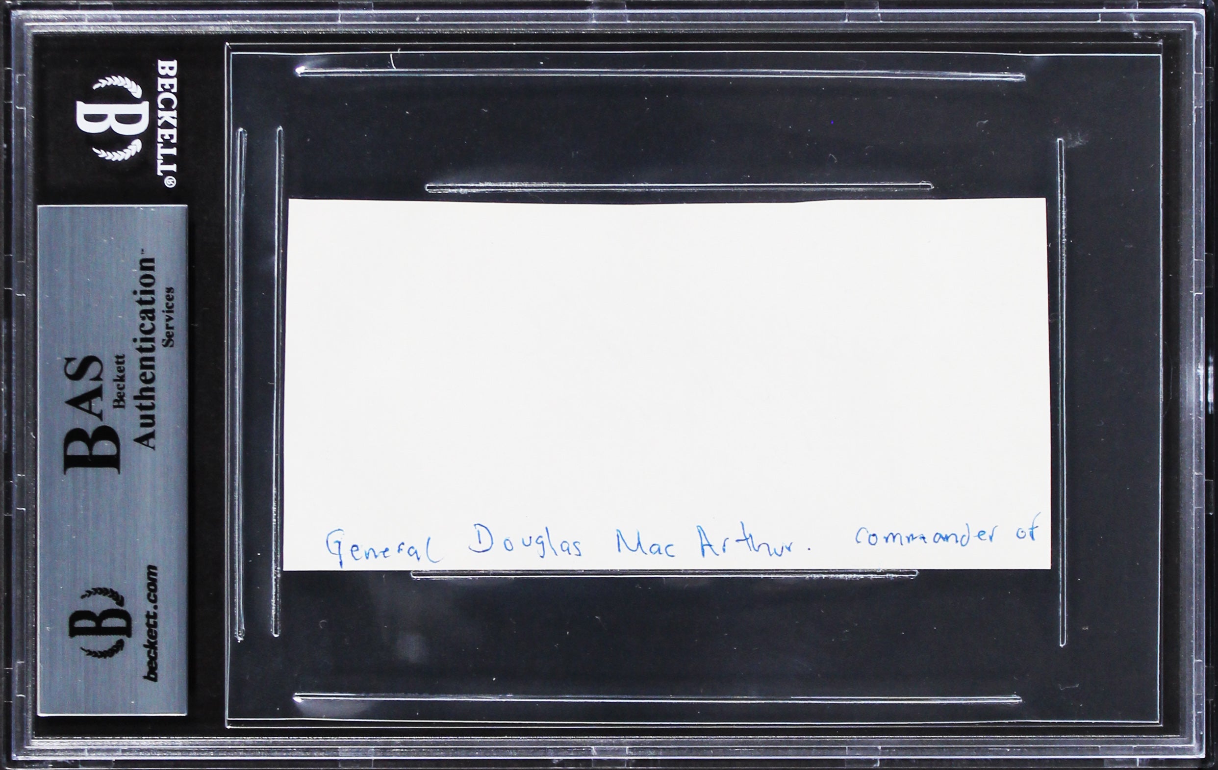 Douglas MacArthur Authentic Signed 2.15x4 Cut Signature BAS Slabbed