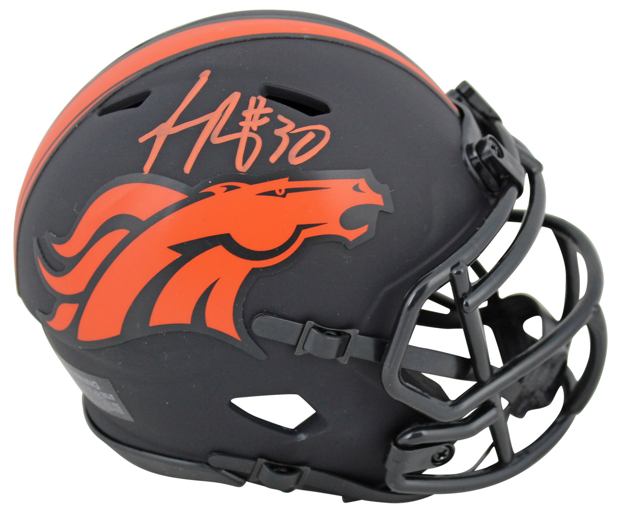 Broncos Phillip Lindsay Authentic Signed Eclipse Speed Mini Helmet JSA Witness