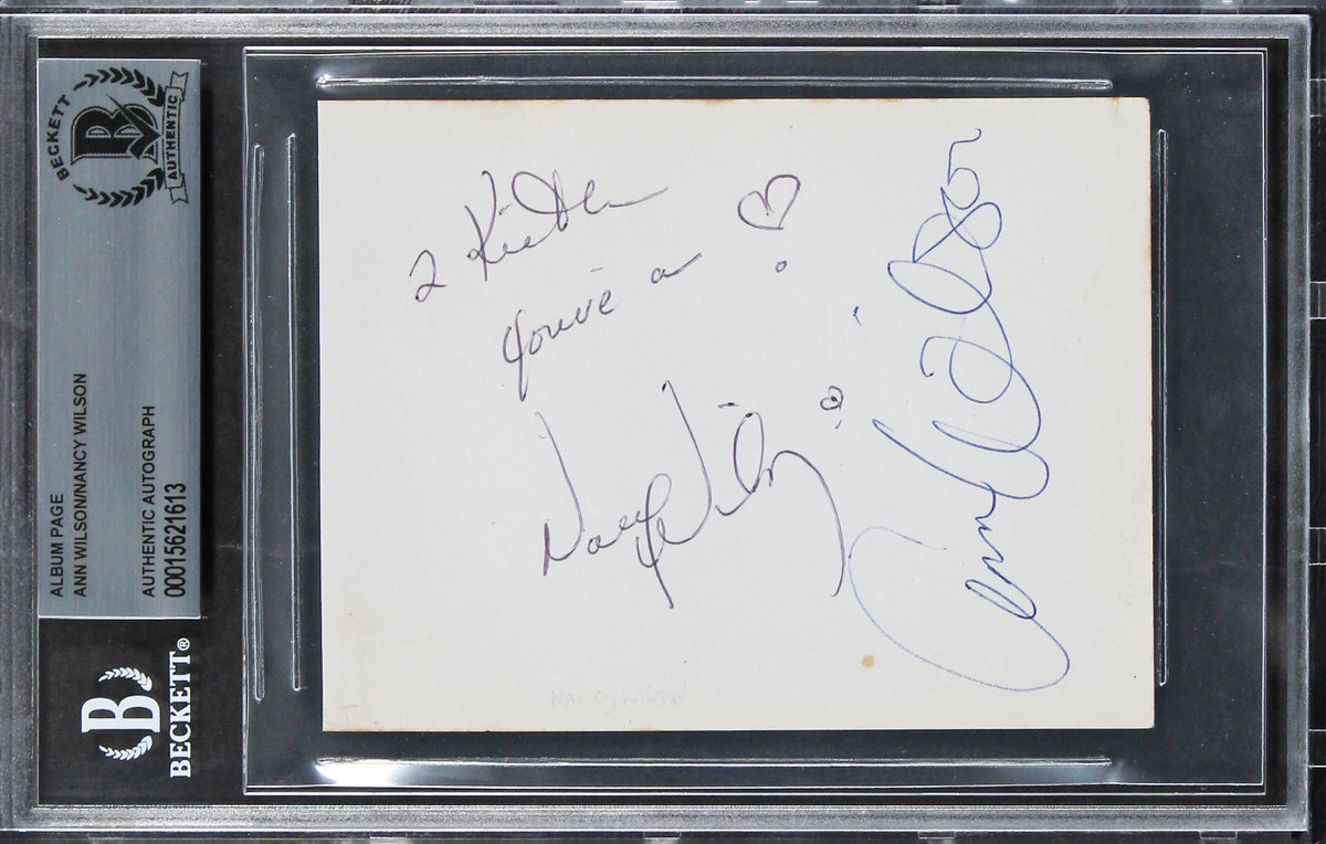 Ann Wilson & Nancy Wilson "You're a Love" Signed 3.5x4.5 Album Page BAS Slabbed