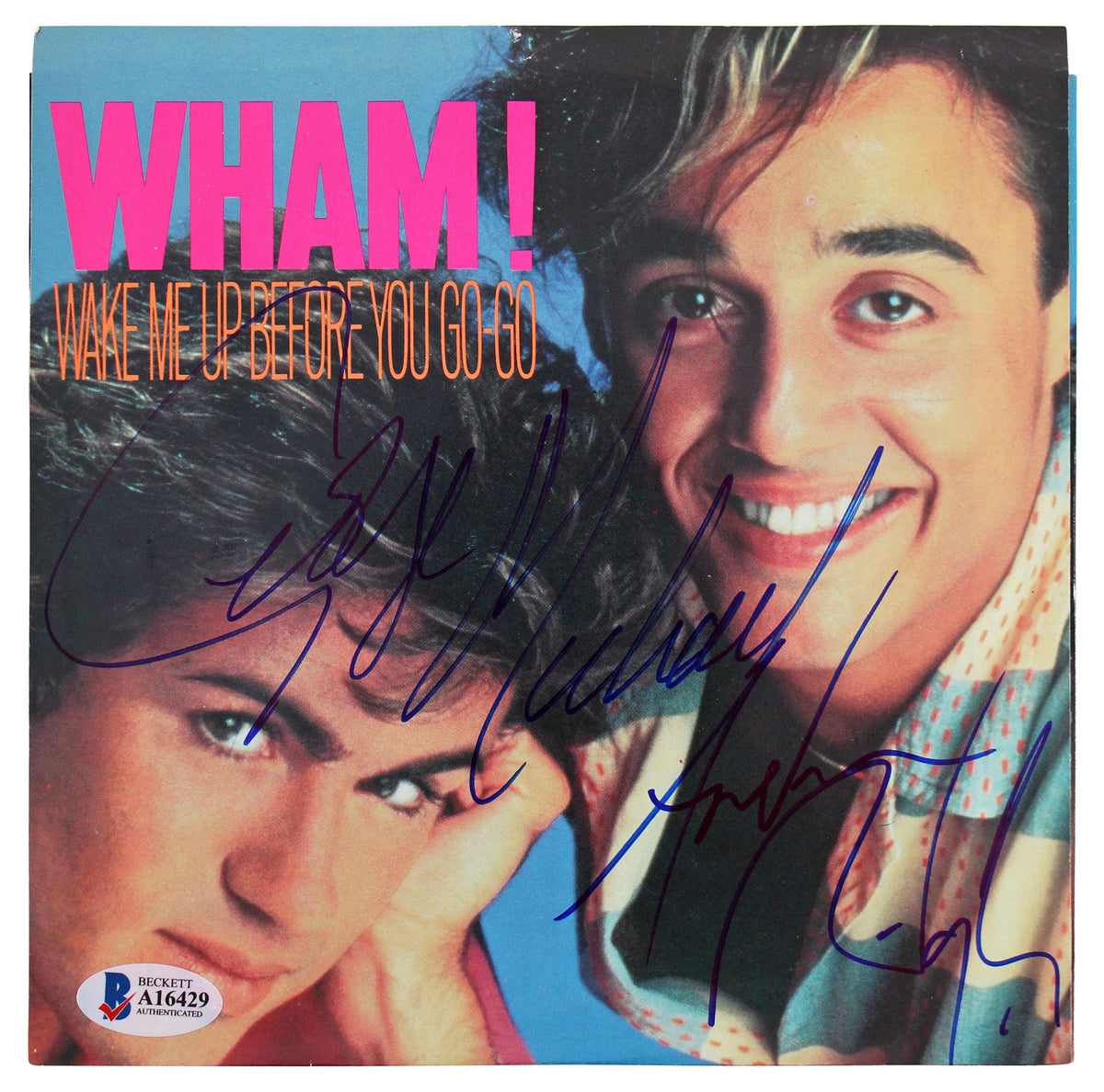 George Michael & Andrew Ridgeley Wham! Signed 45 RPM Album Cover W/ Vinyl BAS