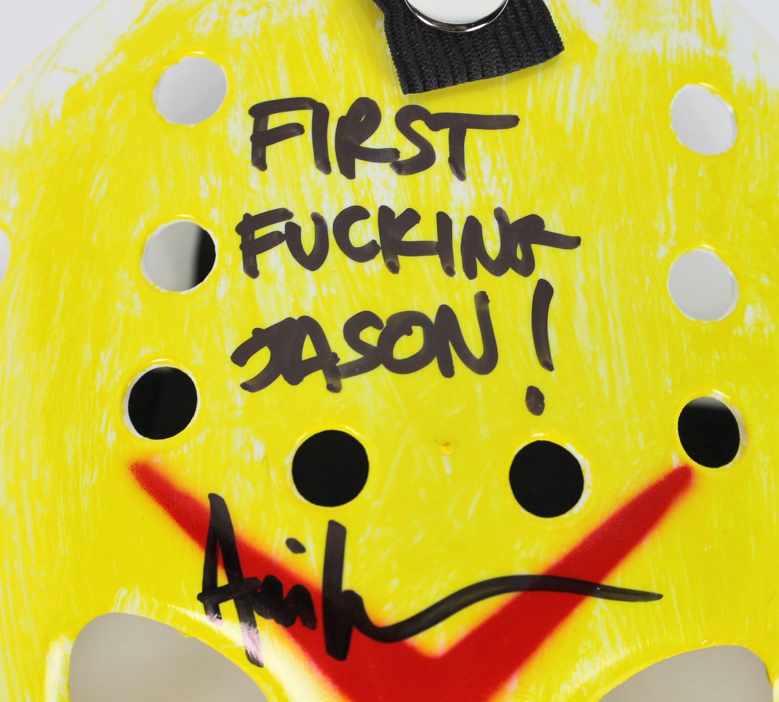 Ari Lehman Friday The 13th "First F****** Jason!" Signed Yellow Jason Mask BAS