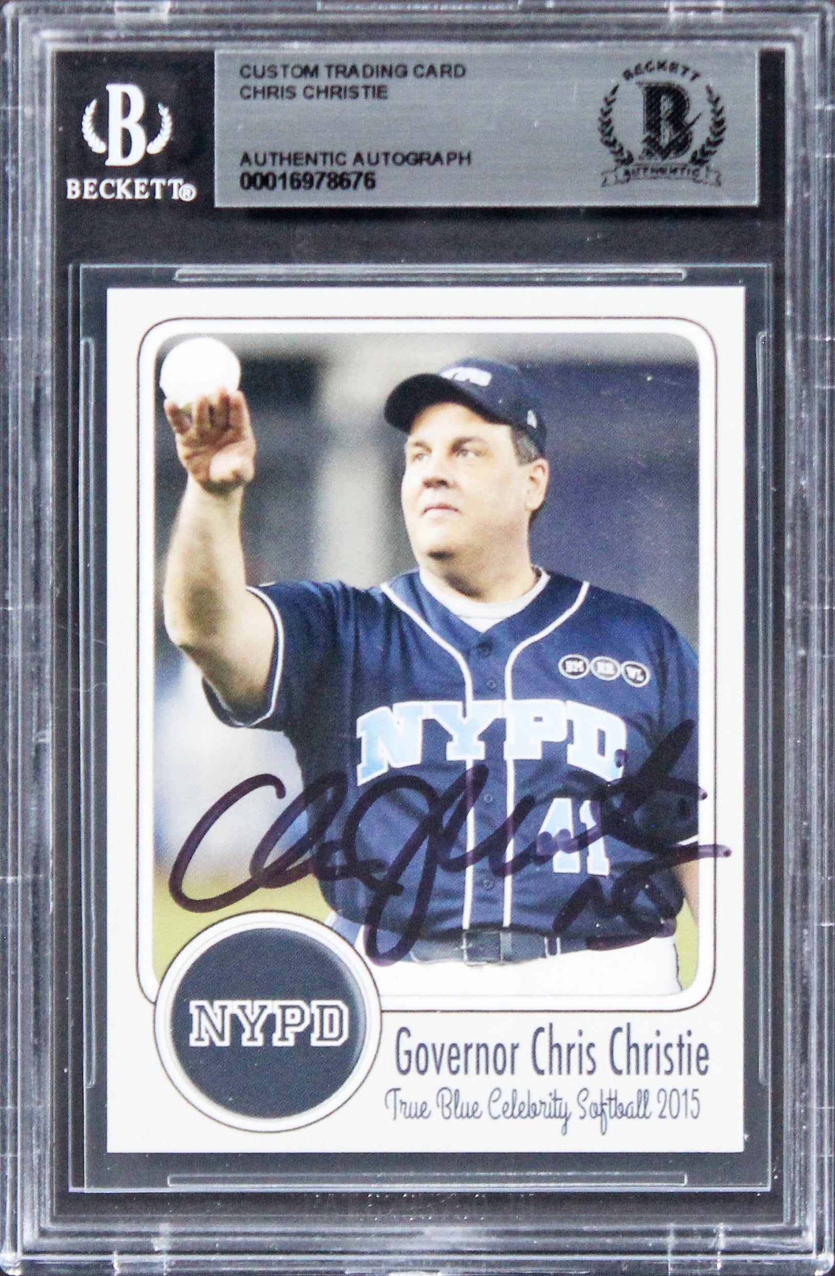 Chris Christie Former Governor Authentic Signed Custom Trading Card BAS Slabbed