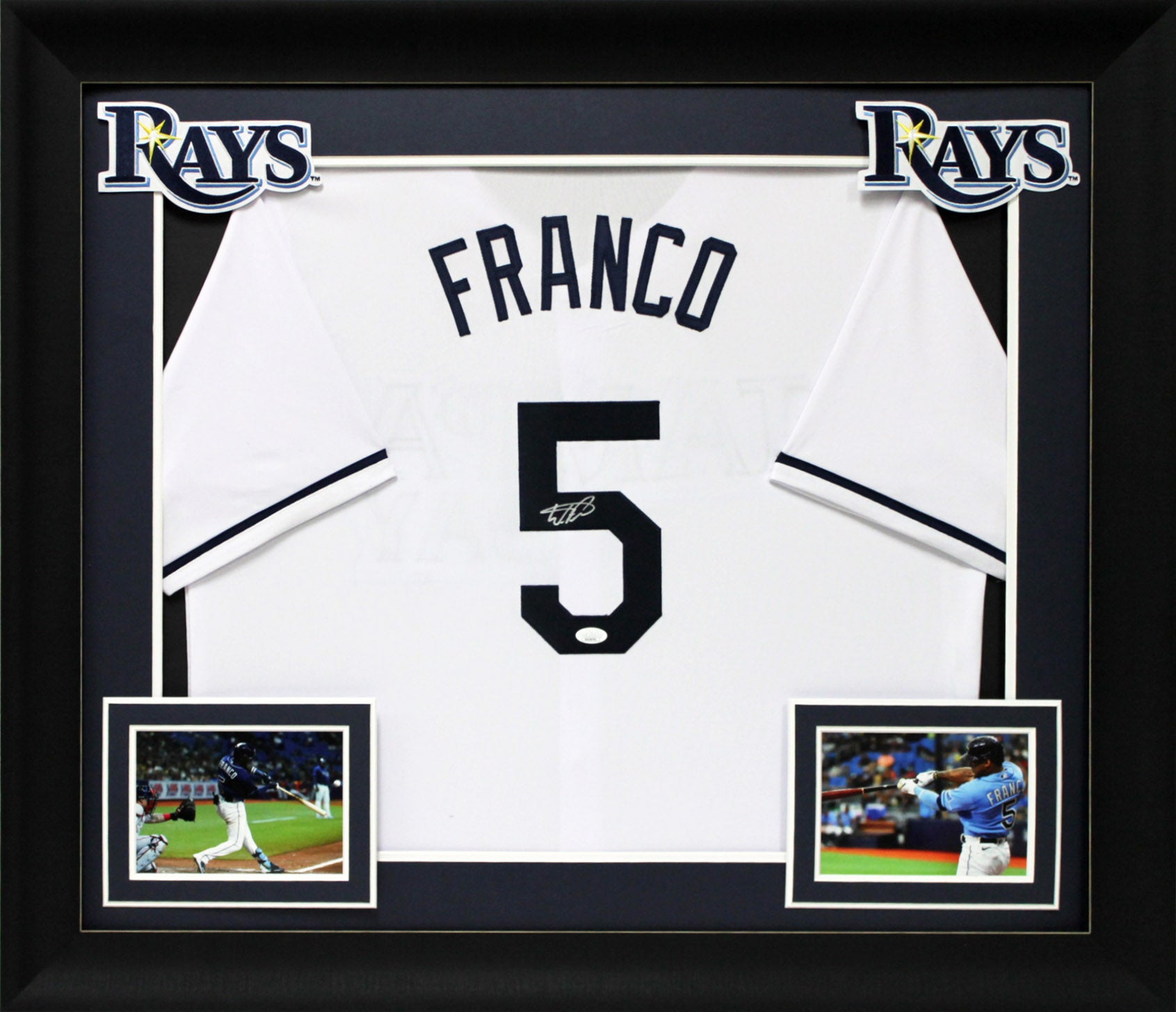 Wander Franco Authentic Signed White Pro Style Framed Jersey Autographed JSA