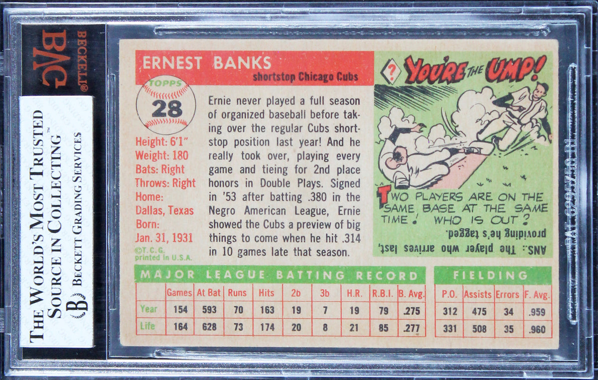 Cubs Ernie Banks 1953 Topps #28 Card Graded VG-EX+ 4.5 BGS Slabbed