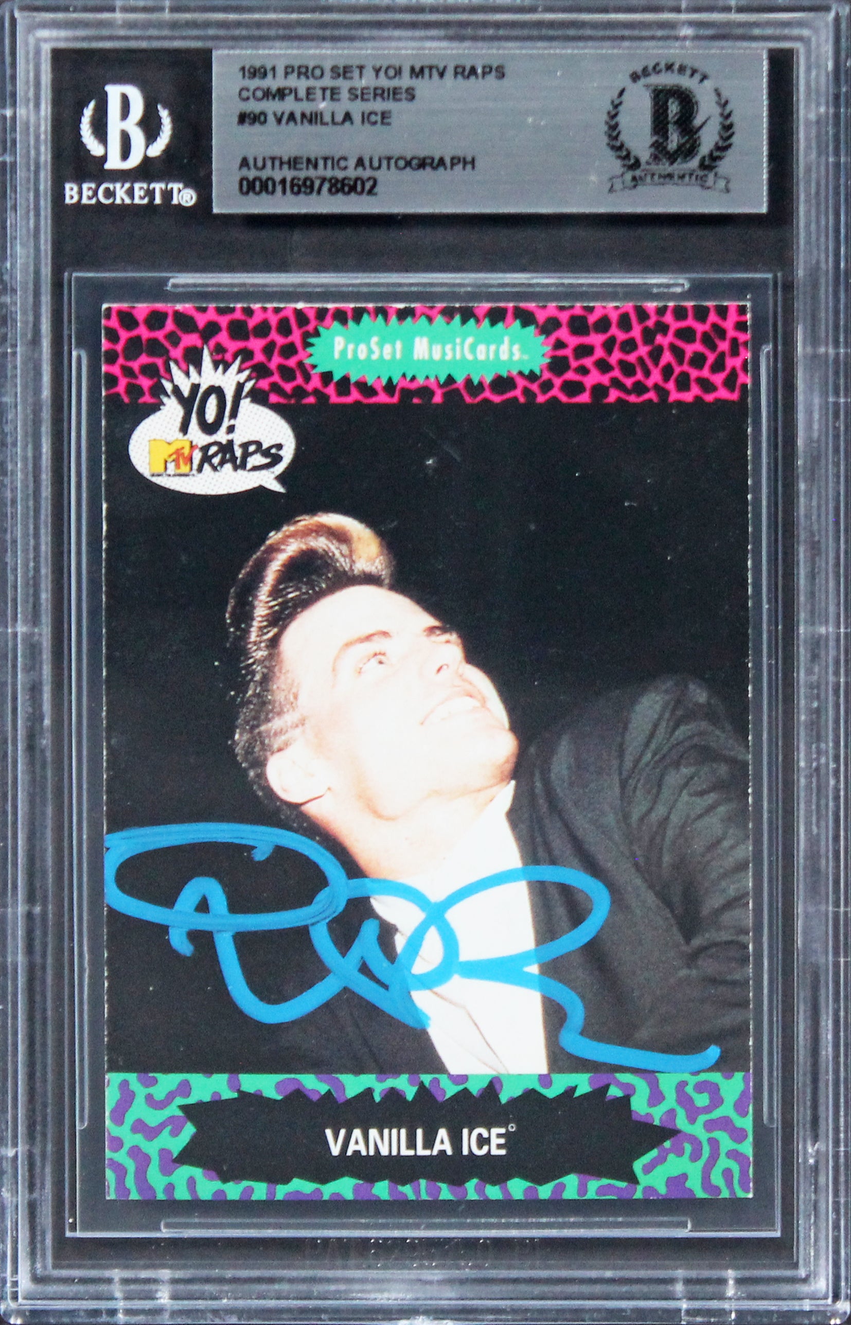 Vanilla Ice Signed 1991 Pro Set Yo! MTV Raps Complete Series #90 Card BAS Slab