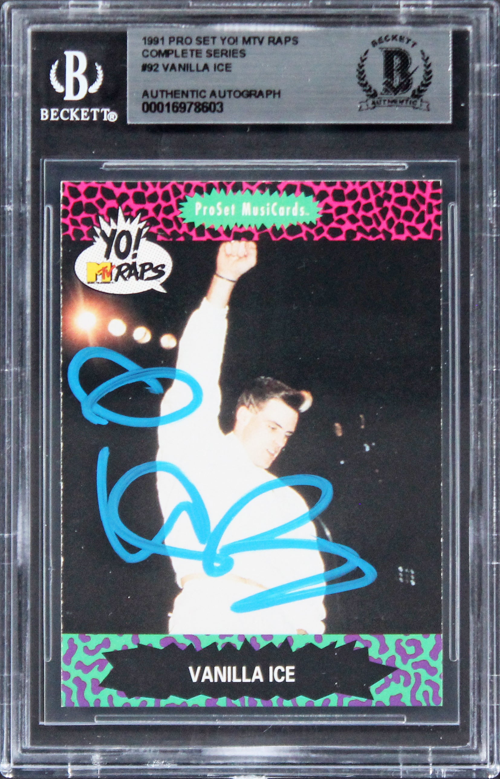 Vanilla Ice Signed 1991 Pro Set Yo! MTV Raps Complete Series #92 Card BAS Slab