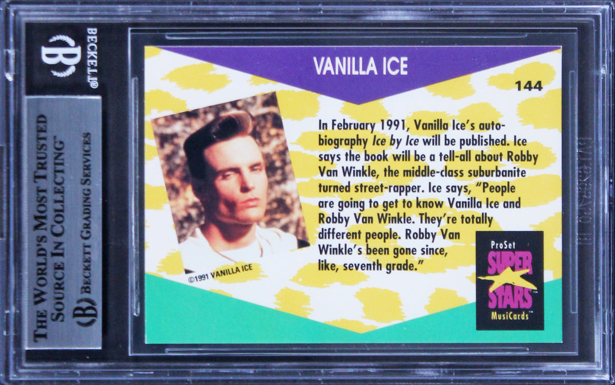 Vanilla Ice Signed 1991 Pro Set Superstars Musicards #144 Card BAS Slabbed