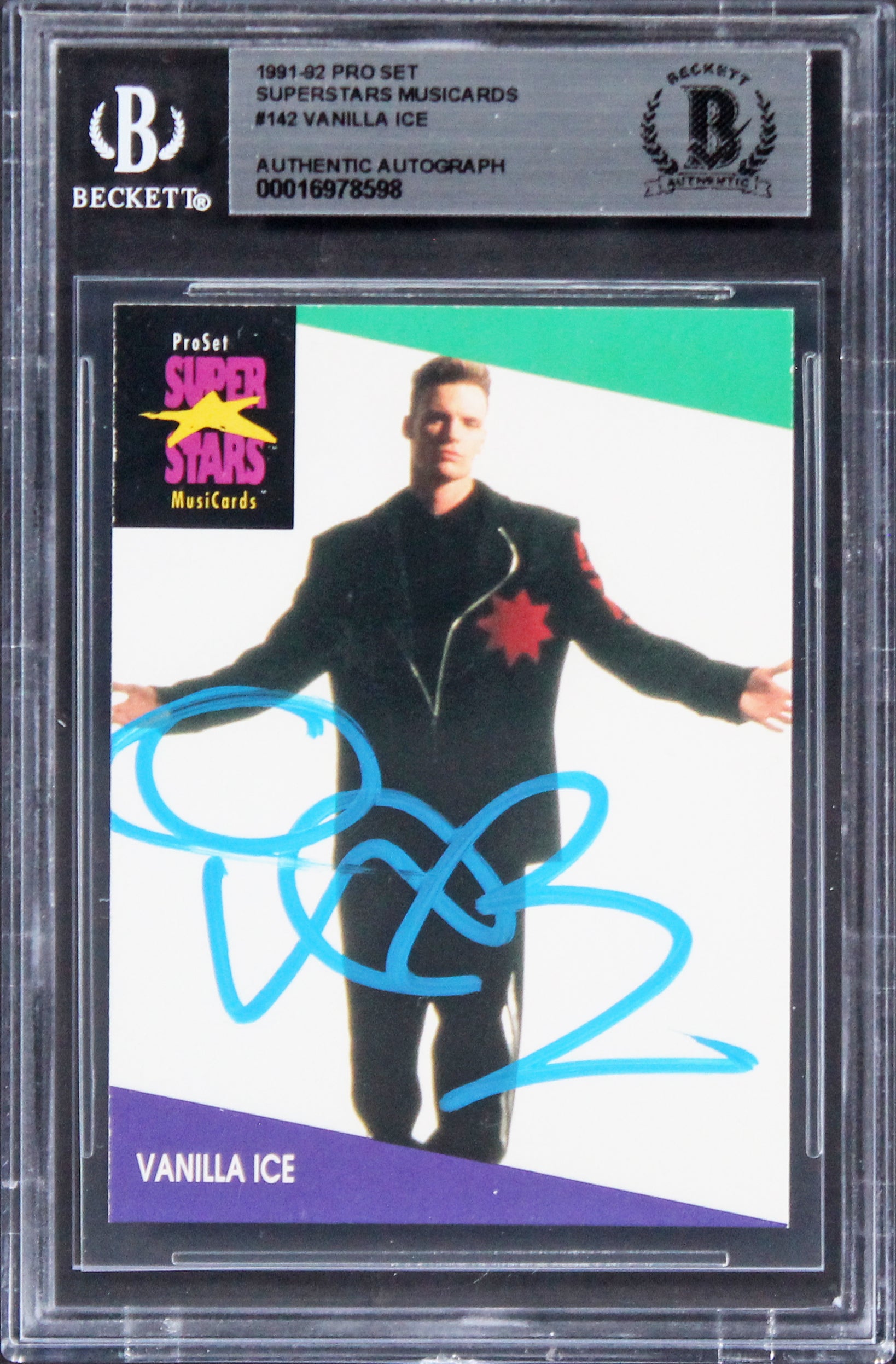 Vanilla Ice Signed 1991 Pro Set Superstars Musicards #142 Card BAS Slabbed