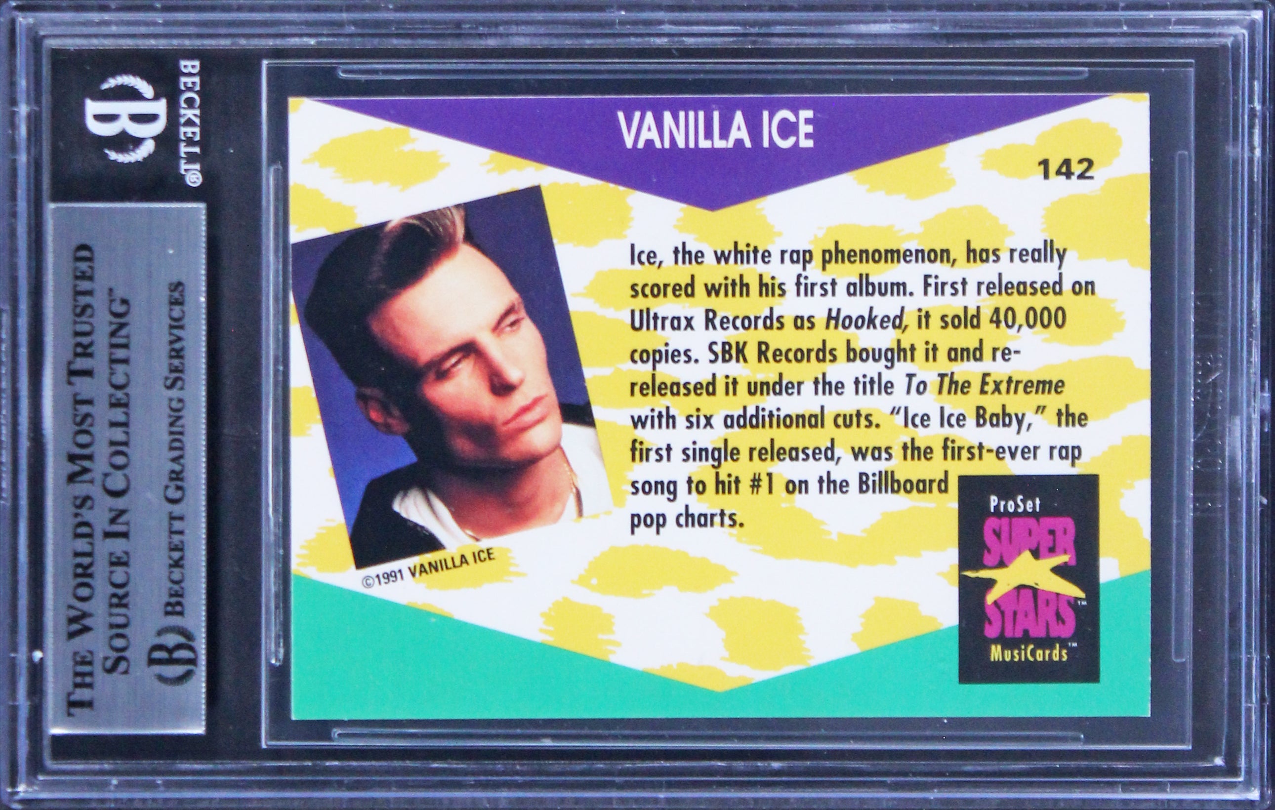 Vanilla Ice Signed 1991 Pro Set Superstars Musicards #142 Card BAS Slabbed