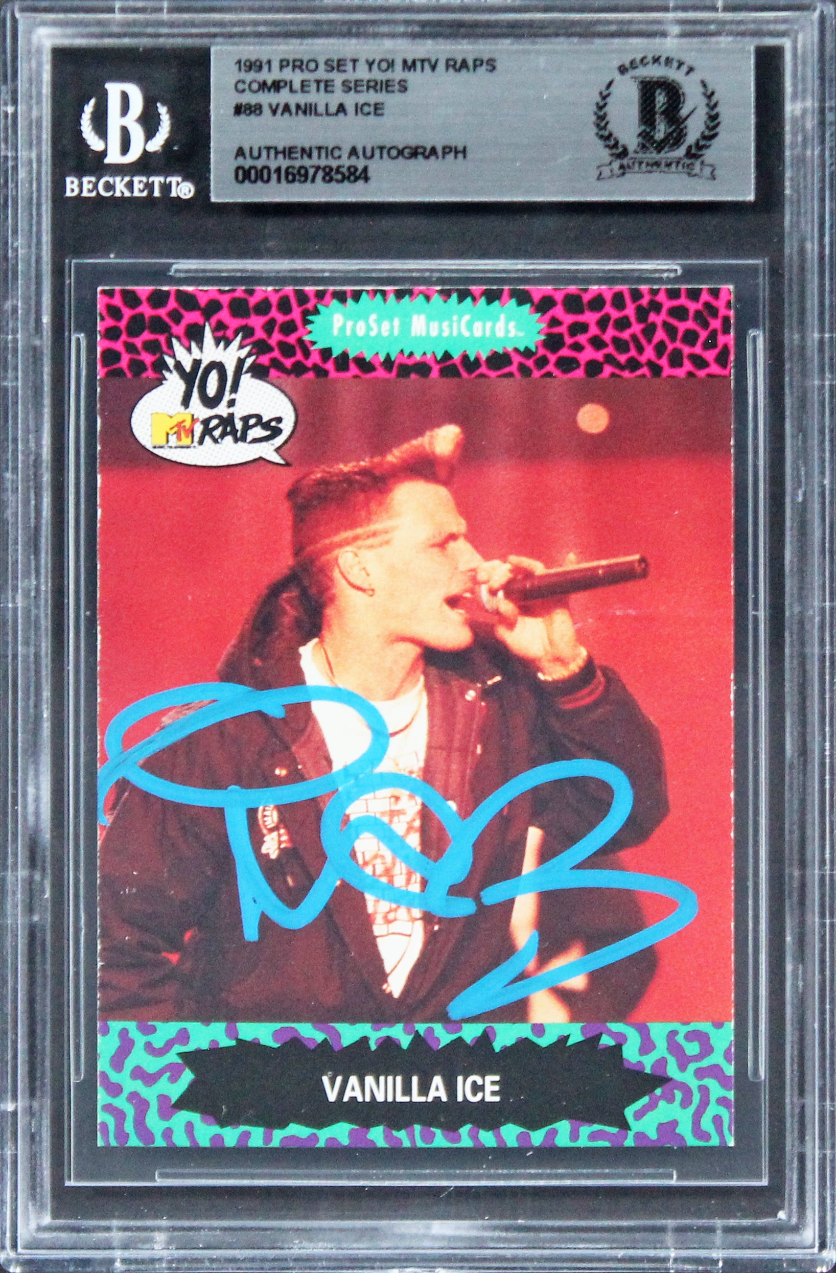 Vanilla Ice Signed 1991 Pro Set Yo! MTV Raps Complete Series #88 Card BAS Slab