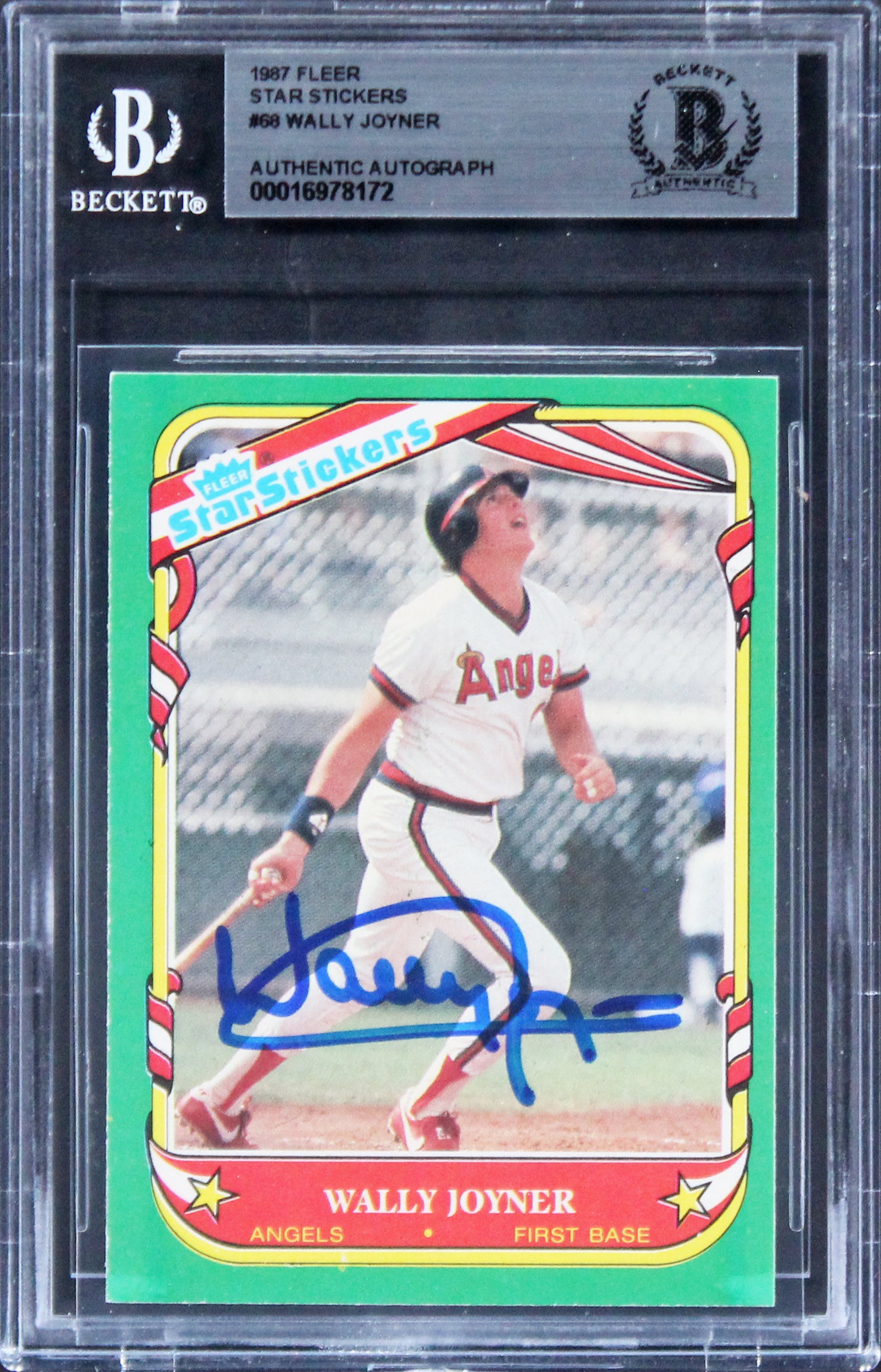 Angels Wally Joyner Authentic Signed 1987 Fleer Star Stickers #68 Card BAS Slab