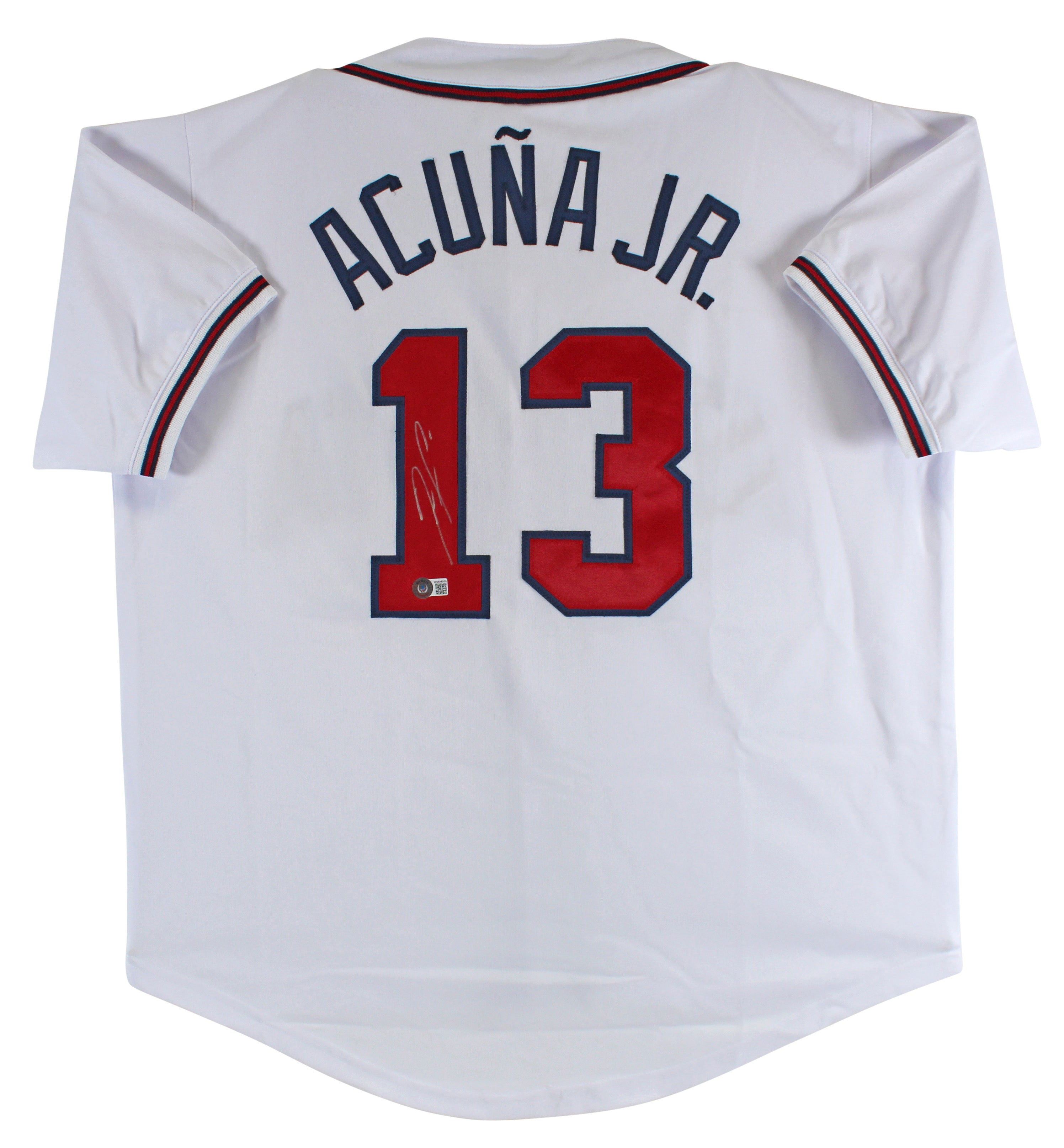 ** HOLIDAY DOORBUSTER ** Ronald Acuna Jr. Authentic Signed White Pro Style Jersey BAS Witnessed