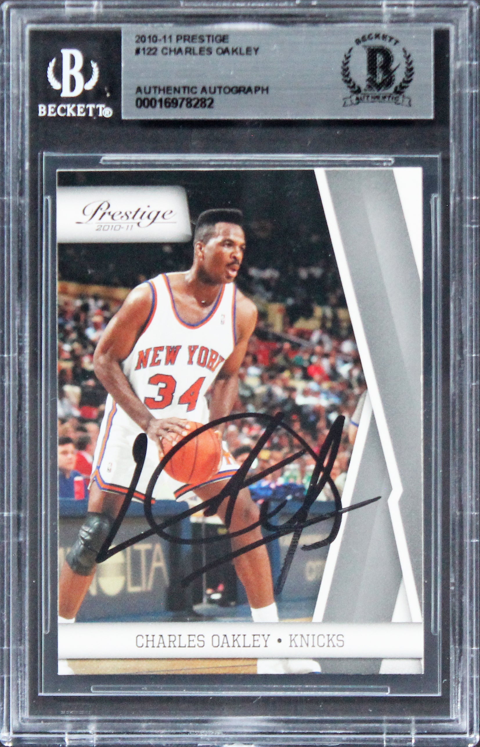 Knicks Charles Oakley Authentic Signed 2010 Prestige #122 Card BAS Slabbed