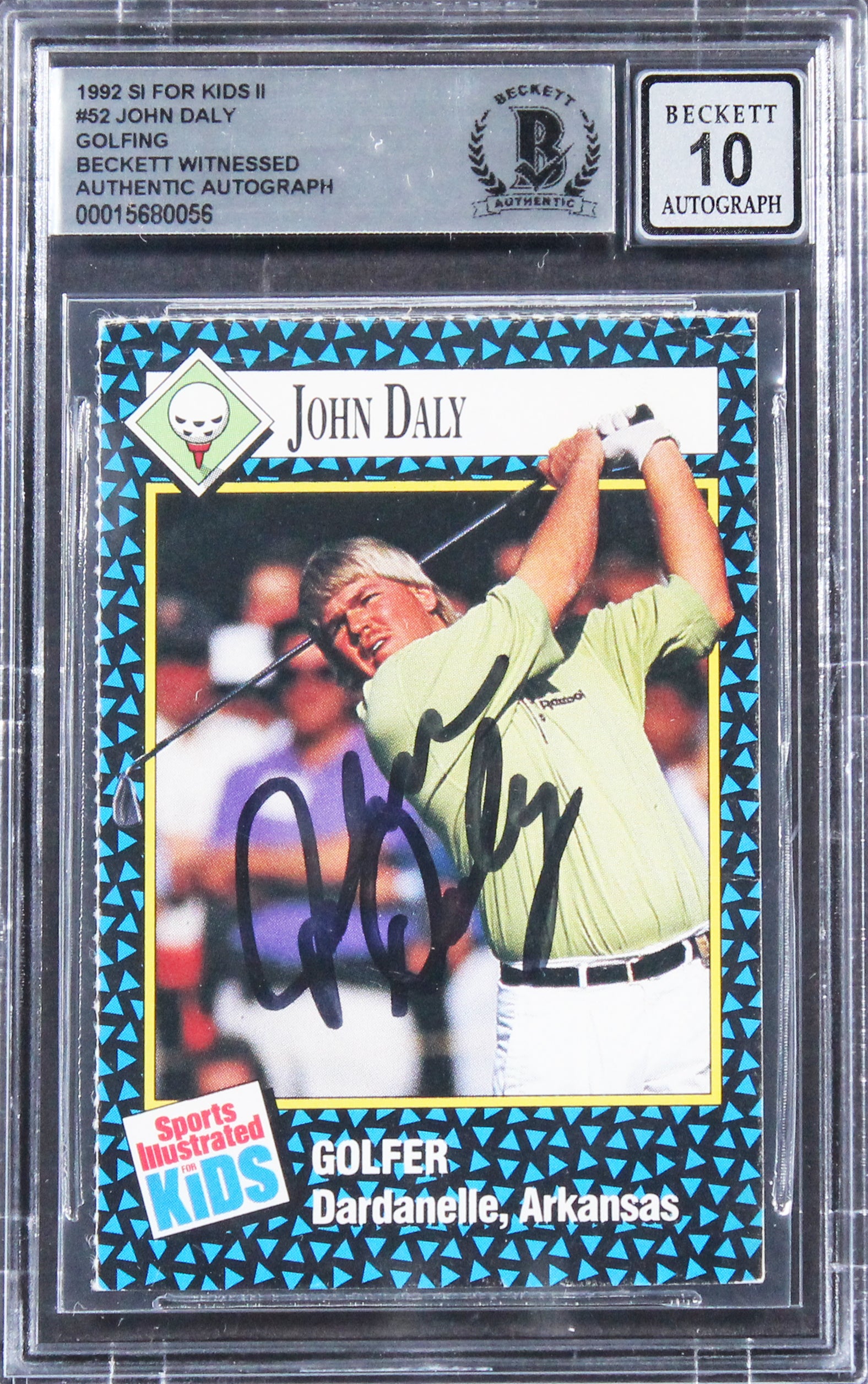 John Daly Authentic Signed 1992 SI For Kids II #52 Card Auto 10! BAS Slabbed