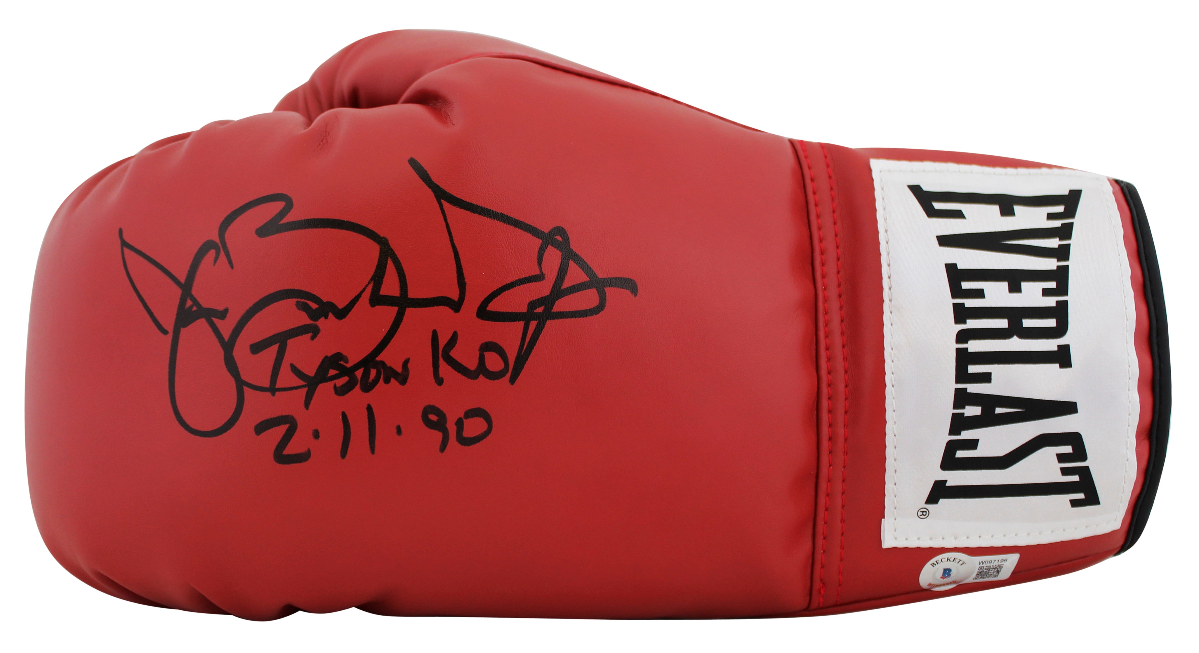 Buster Douglas "Tyson KO" Signed Left Hand Red Everlast Glove W/ Case BAS Wit