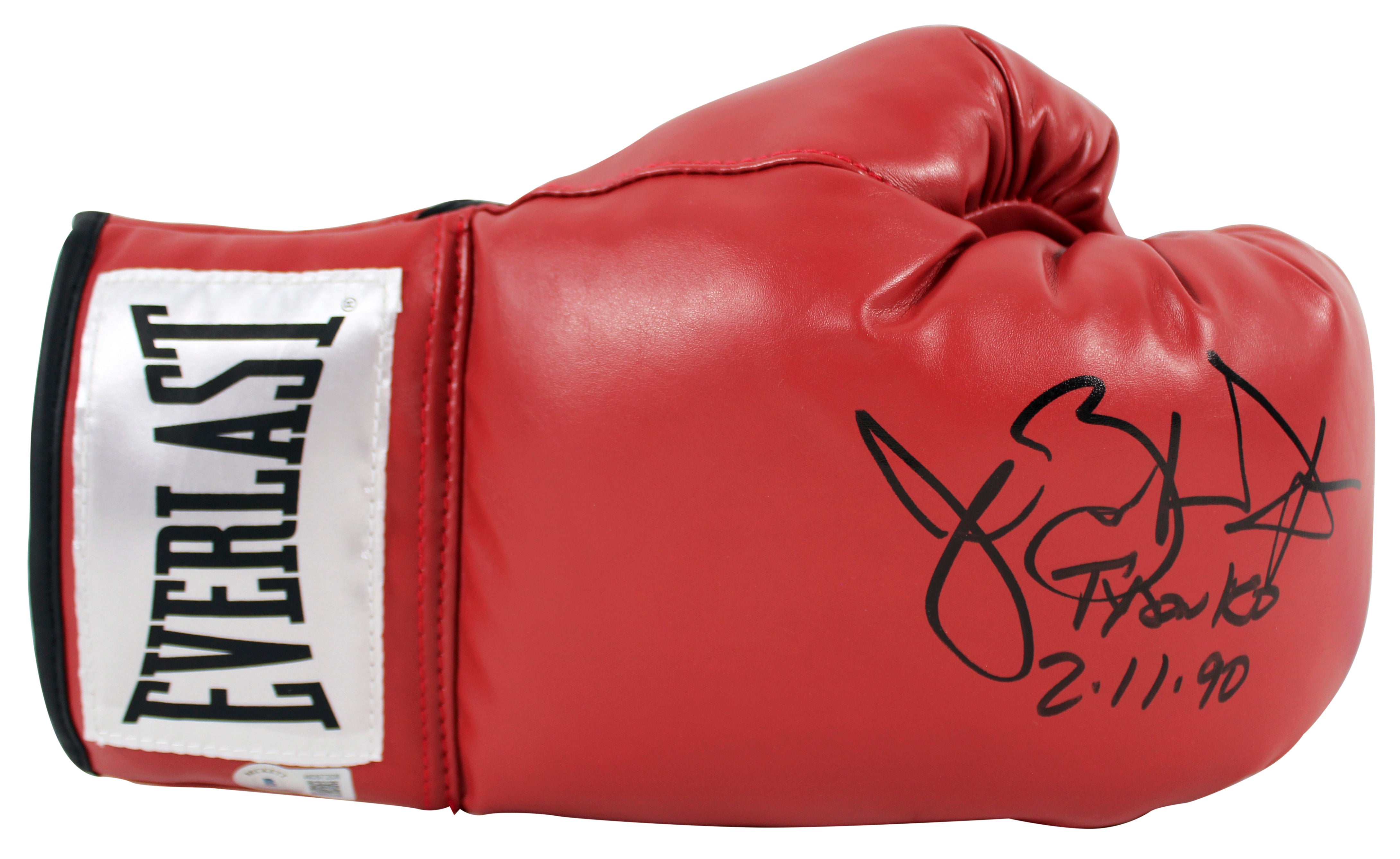 Buster Douglas "Tyson KO 2-11-90" Signed Right Hand Red Boxing Glove BAS Witness