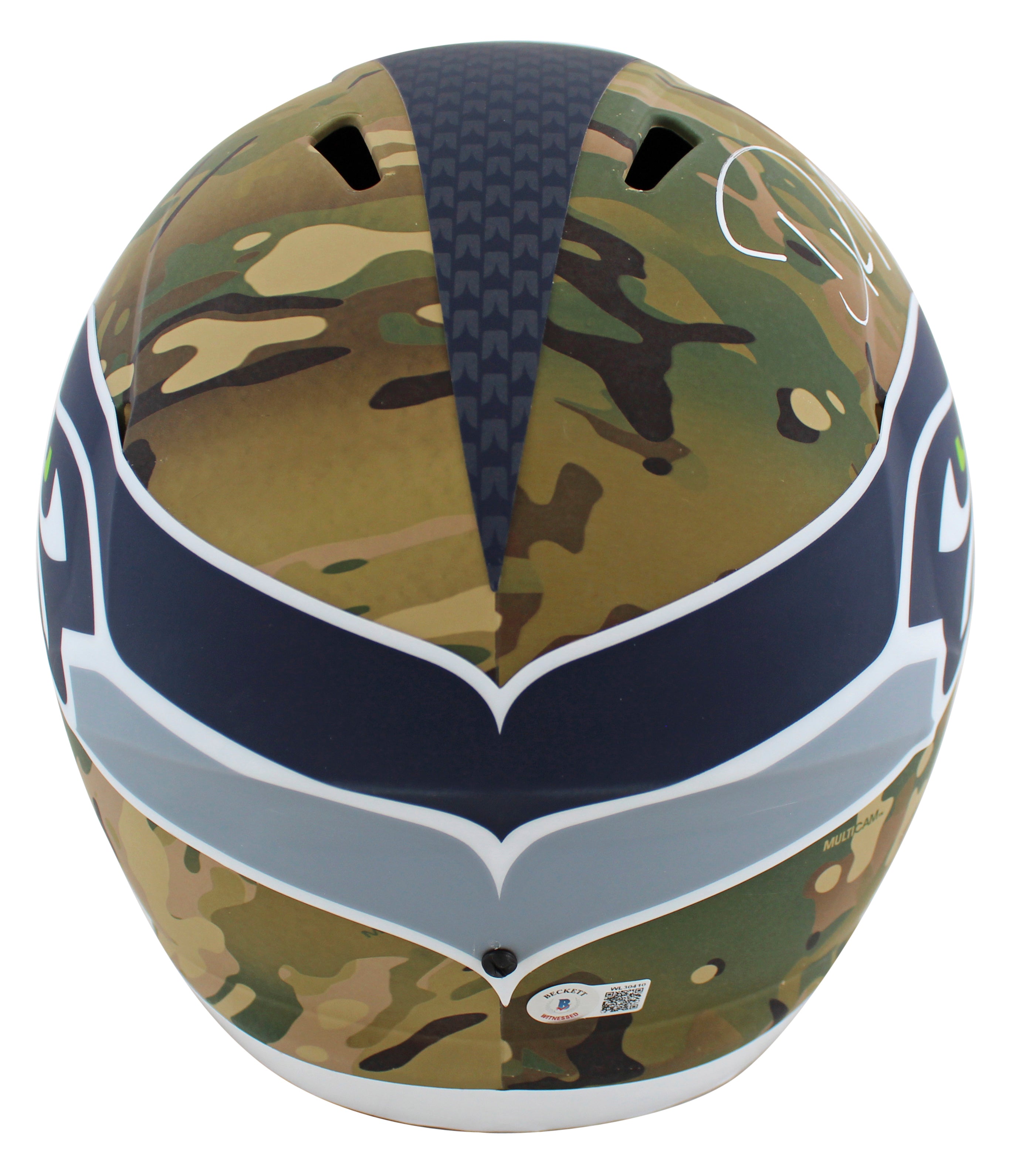 Seahawks DK Metcalf Authentic Signed Camo Full Size Speed Rep Helmet BAS Witness