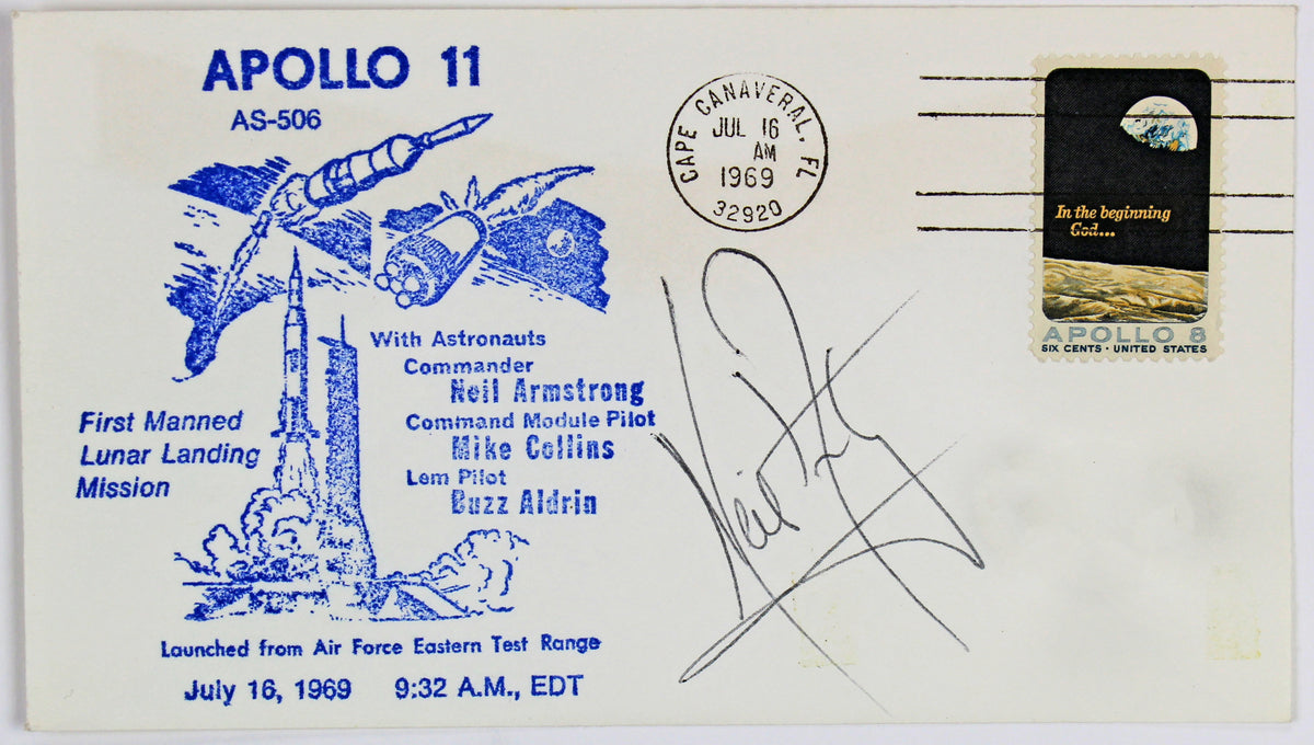 Neil Armstrong Apollo 11 Signed First Day Cover Postmarked July 16, 1969 PSA/DNA