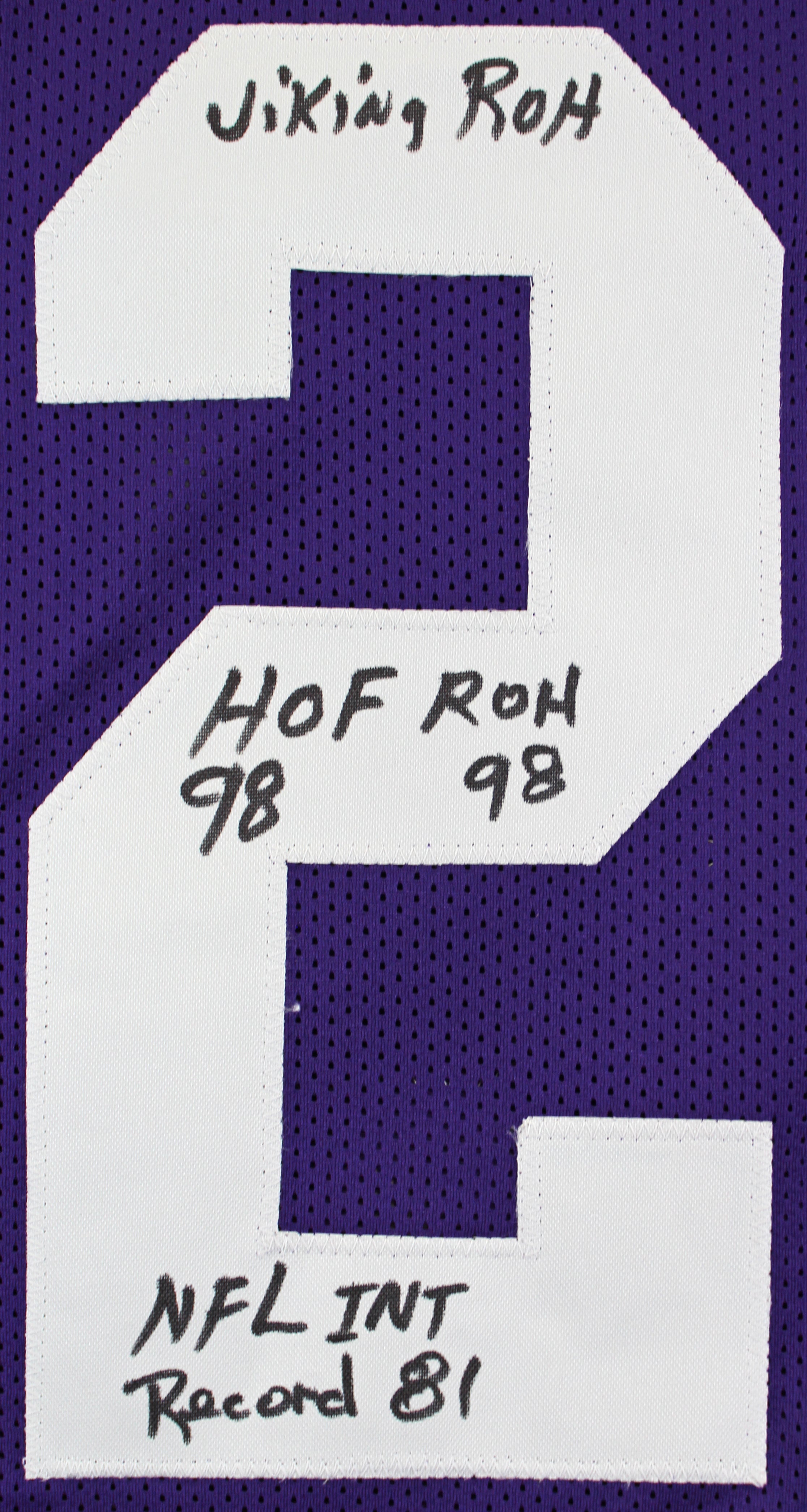 Paul Krause "Stat"  Authentic Signed Purple Pro Style Jersey BAS Witnessed 2