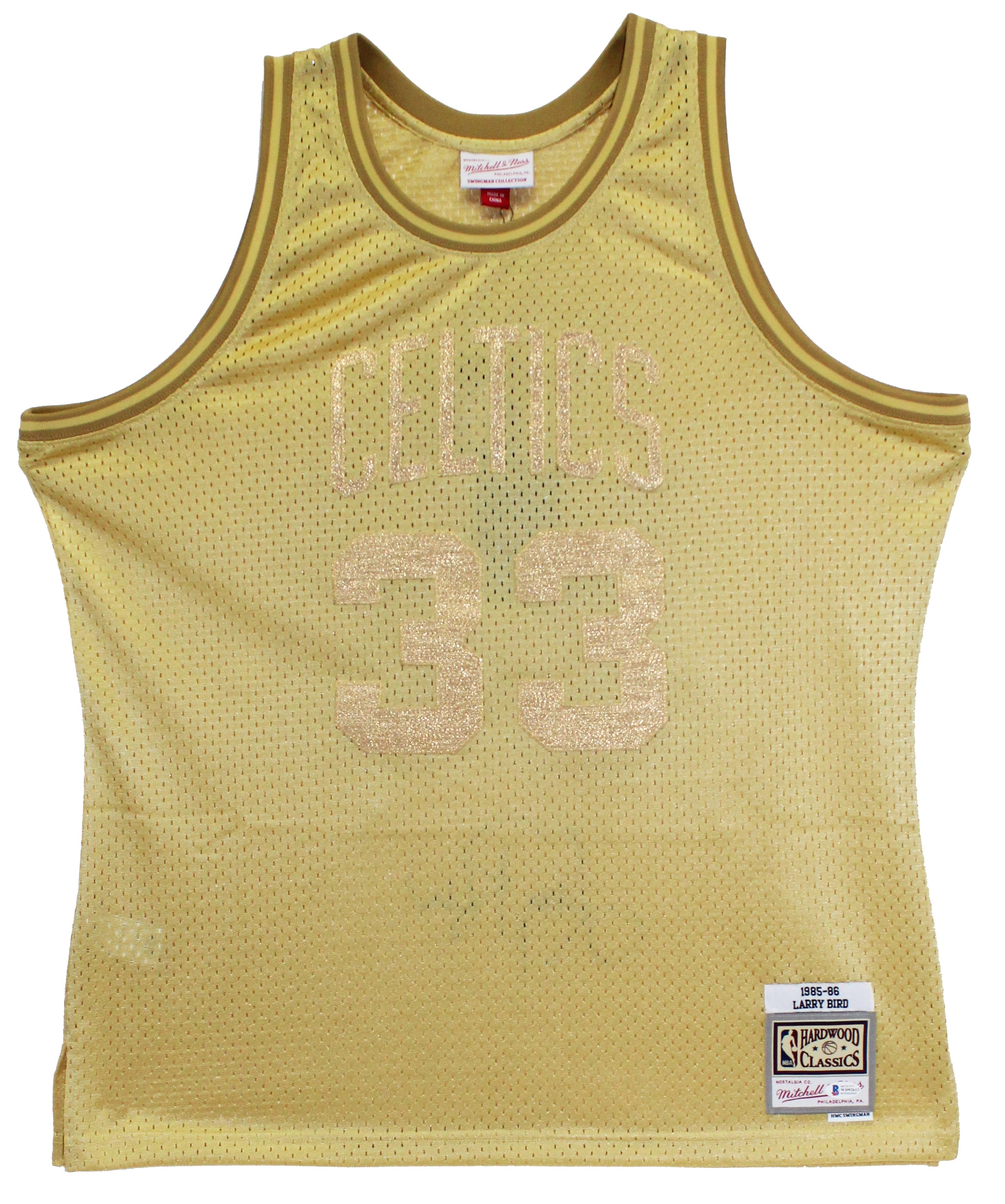 Larry Bird Authentic Signed 1985 Gold M&N HWC Swingman Jersey BAS Witnessed