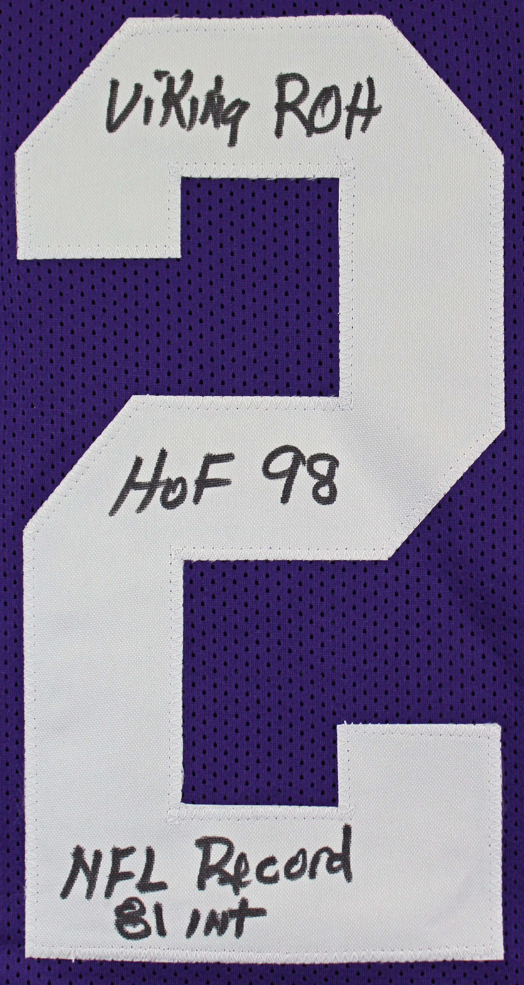 Paul Krause "Stat"  Authentic Signed Purple Pro Style Jersey BAS Witnessed 3