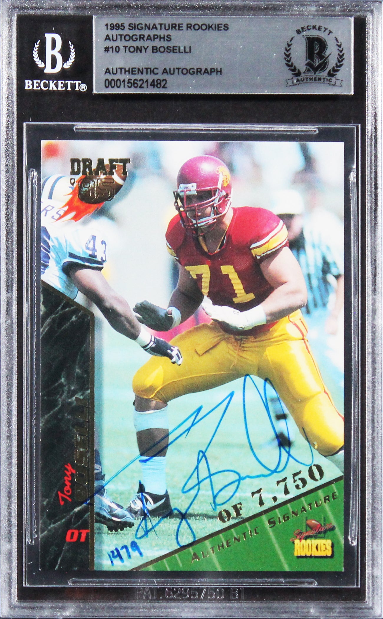 Jaguars Tony Boselli Signed 1995 Signature Rookies #10 #1479/7500 Card BAS Slab