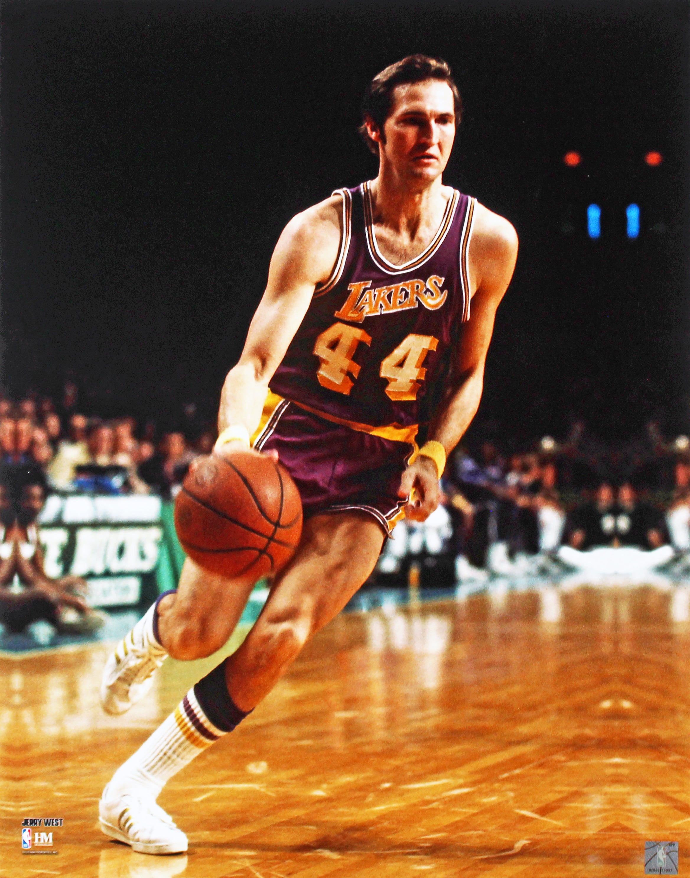 Lakers Jerry West 16x20 Vertical Driving Photo Un-signed