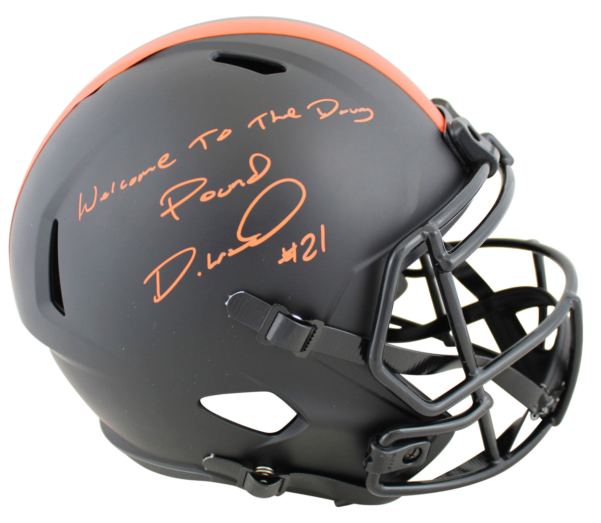 Browns Denzel Ward "WTTDP" Signed Eclipse Full Size Speed Rep Helmet JSA Witness