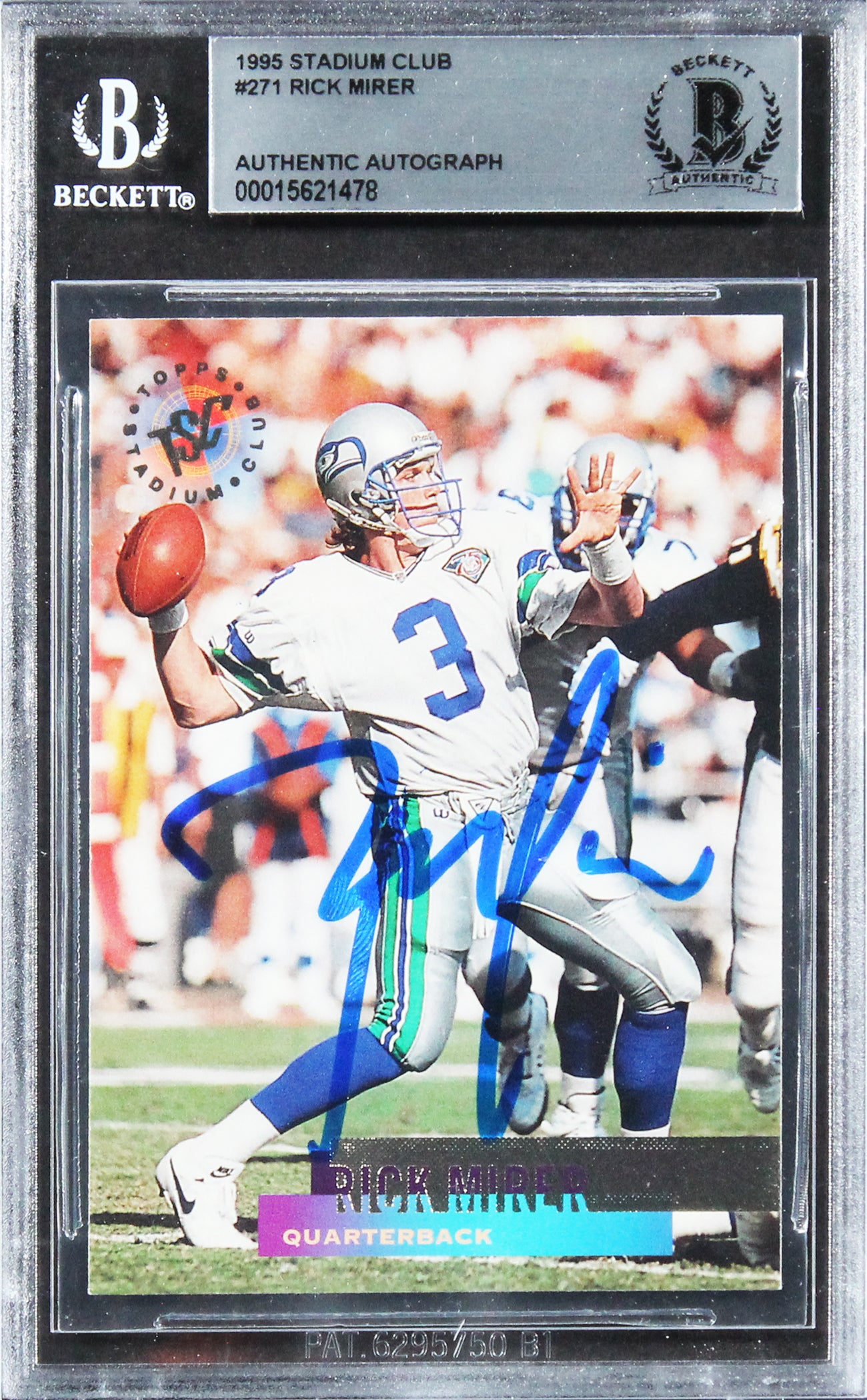 Seahawks Rick Mirer Authentic Signed 1995 Stadium Club #271 Card BAS Slabbed