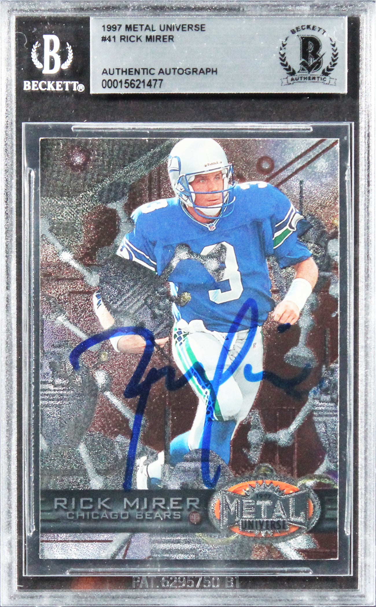 Seahawks Rick Mirer Authentic Signed 1997 Metal Universe #41 Card BAS Slabbed 2