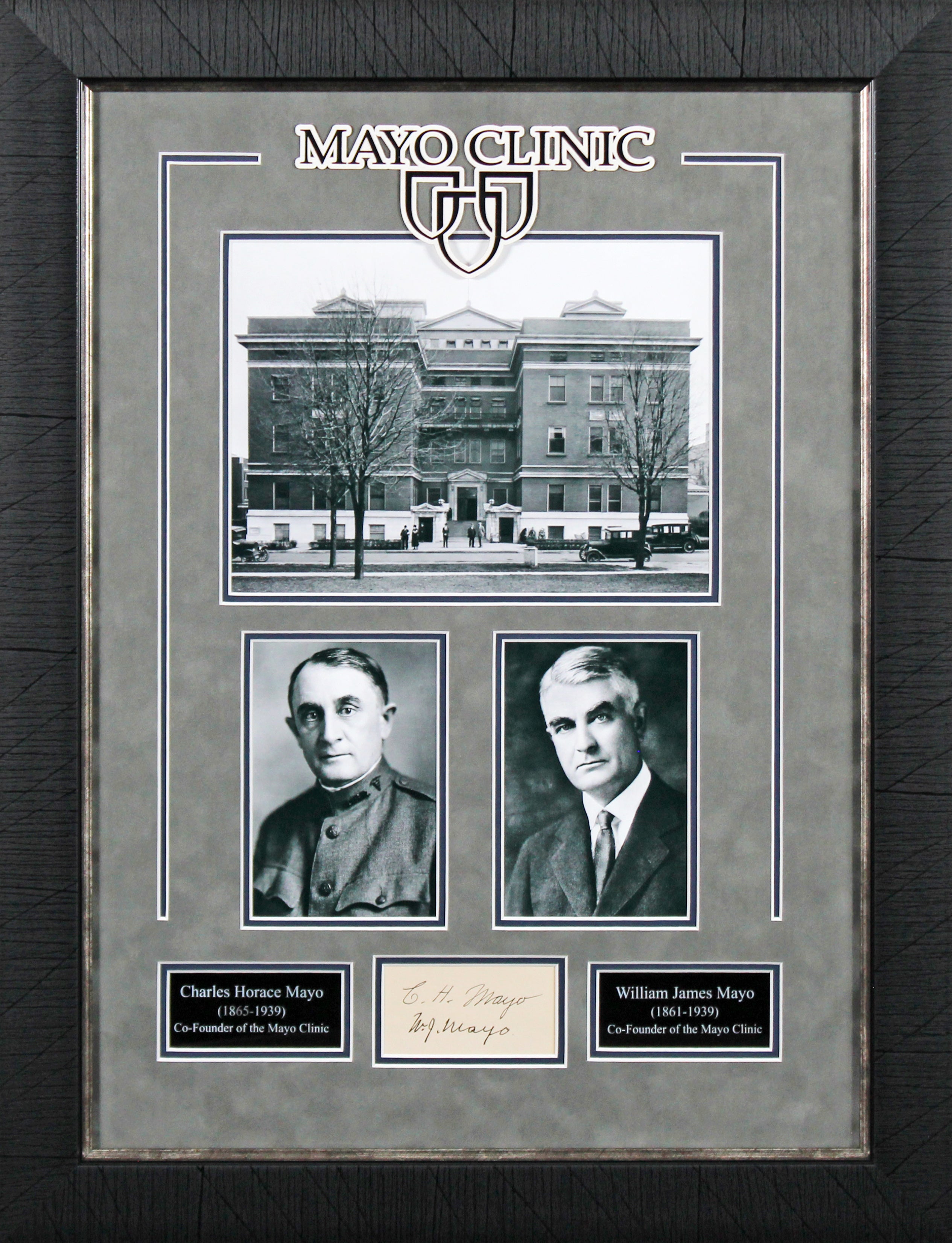 William Mayo & Charles H. Mayo Signed & Framed 1.5x3.5 Cut BAS #AD64291