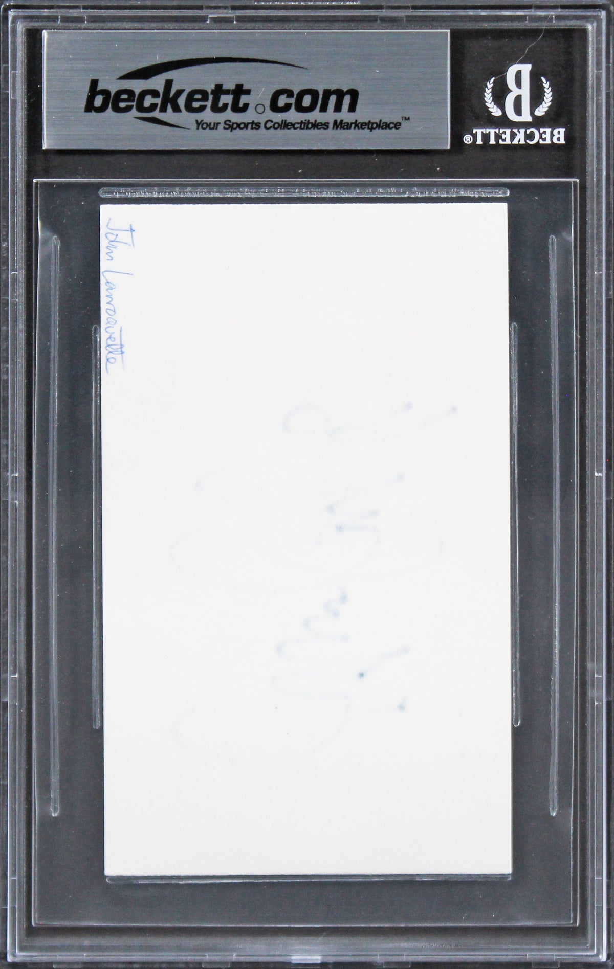 John Larroquette Night Court Signed 3x5 Index Card Auto Graded 10! BAS Slabbed