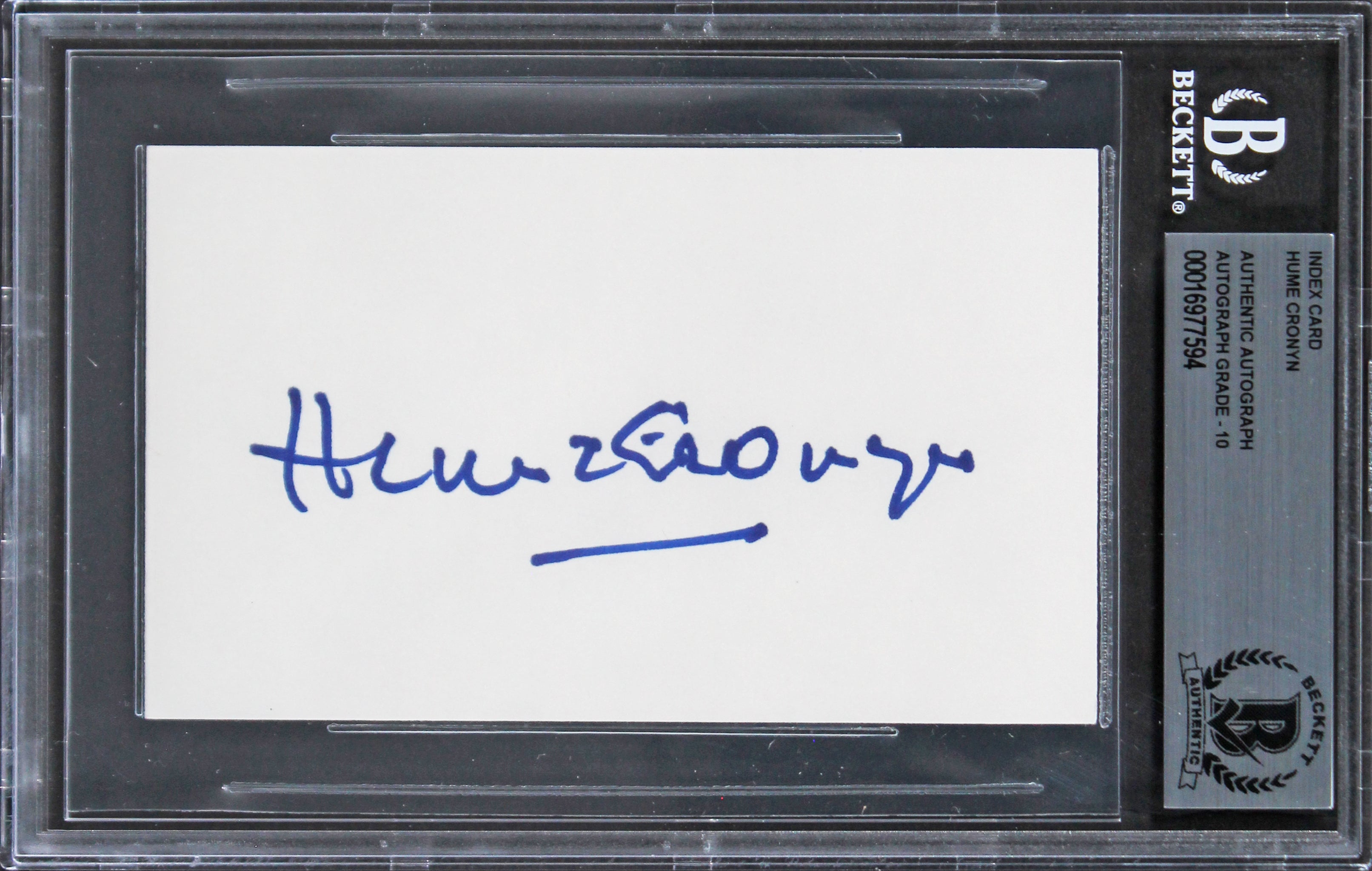 Hume Cronyn The Seventh Cross Signed 3x5 Index Card Auto Graded 10! BAS Slabbed