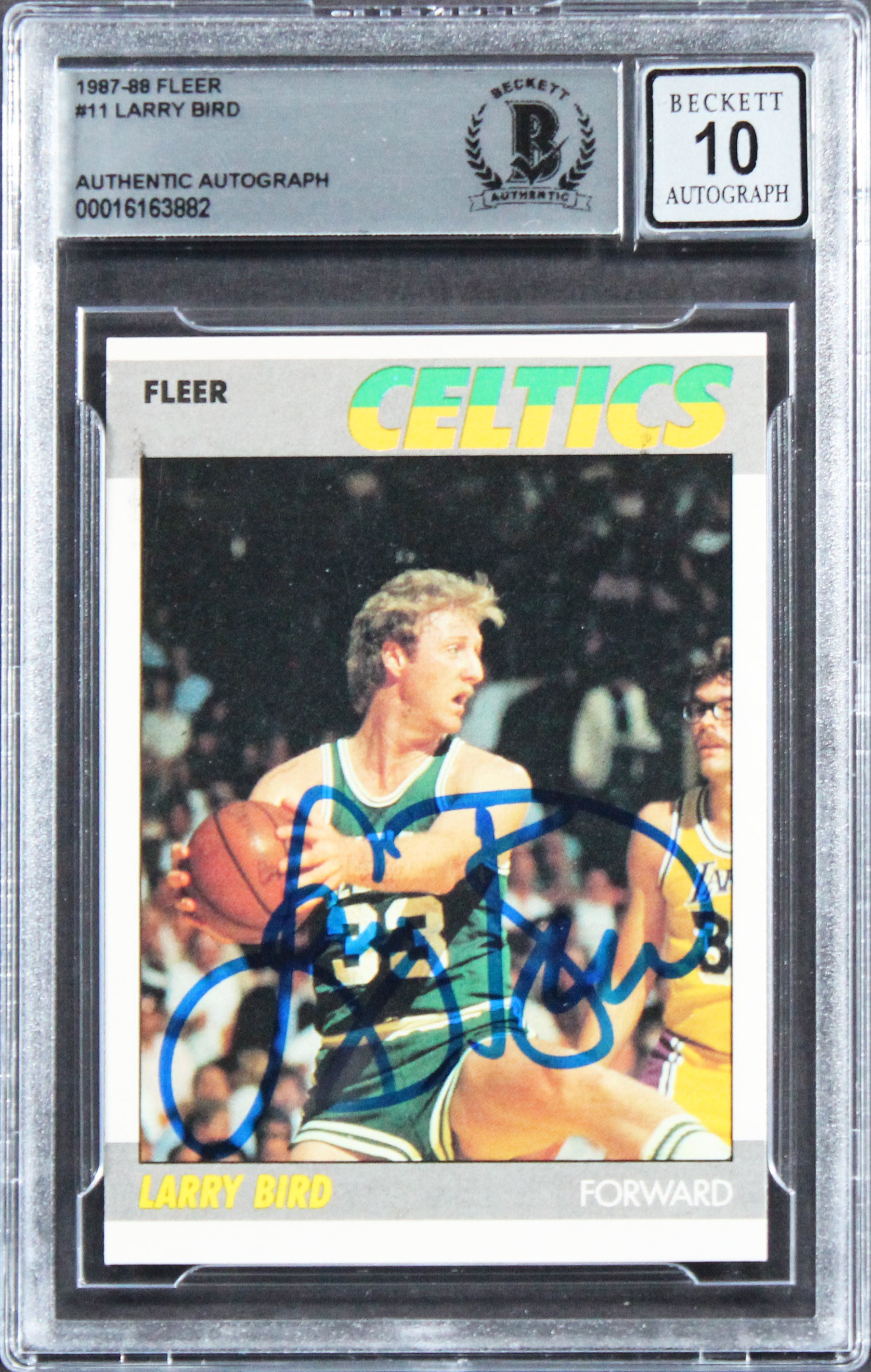 Celtics Larry Bird Authentic Signed 1987 Fleer #11 Card Auto 10! BAS Slabbed