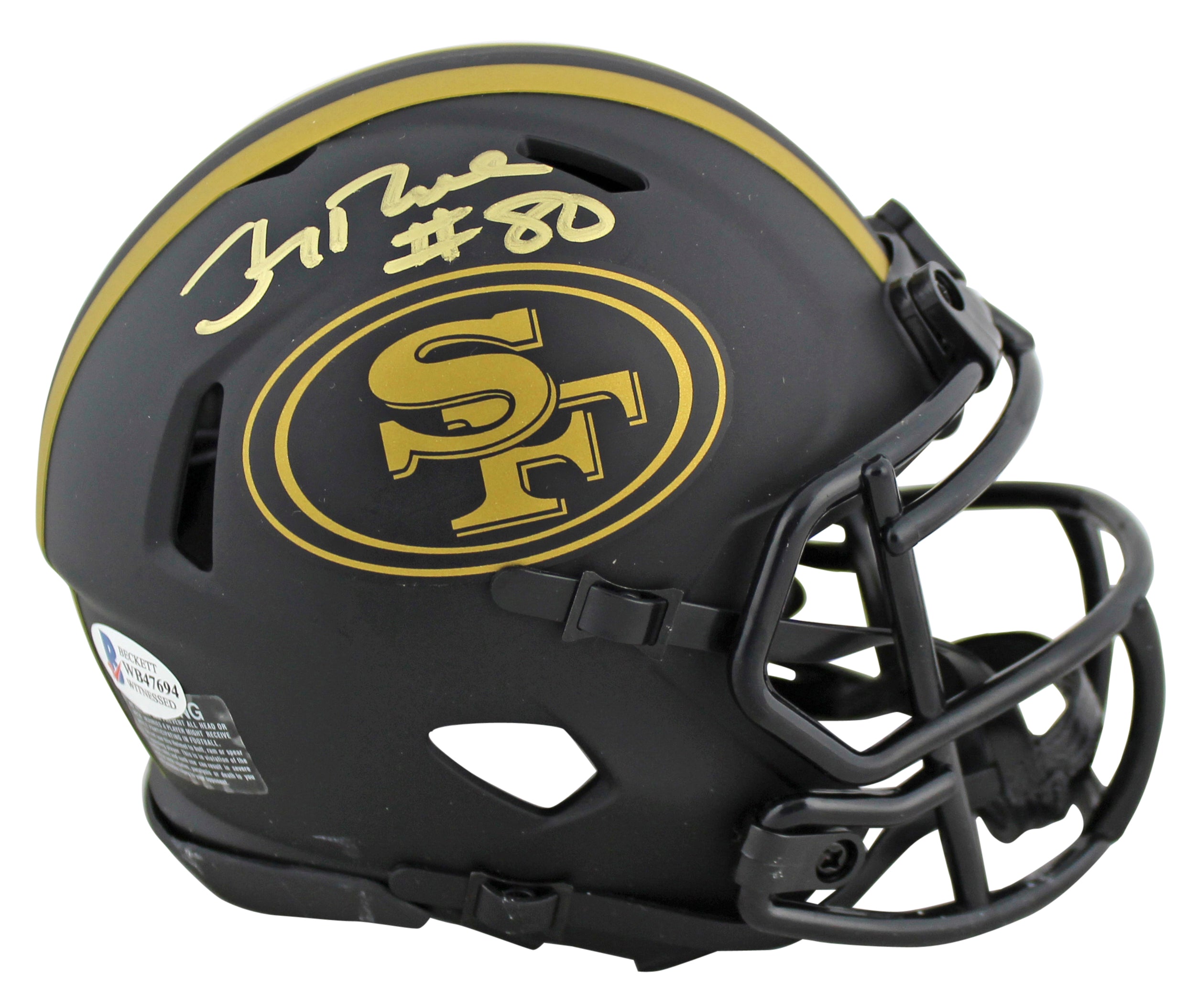 49ers Jerry Rice Authentic Signed Eclipse Speed Mini Helmet BAS Witnessed