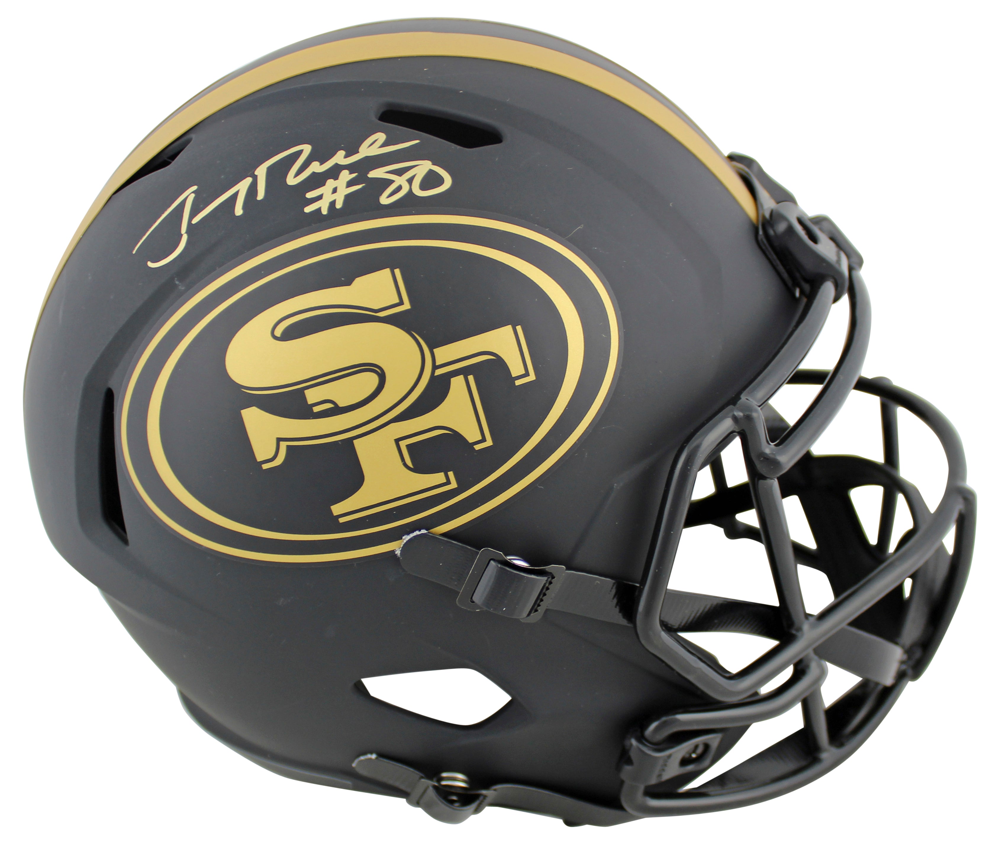 49ers Jerry Rice  Signed Eclipse Full Size Speed Rep Helmet BAS Witnessed