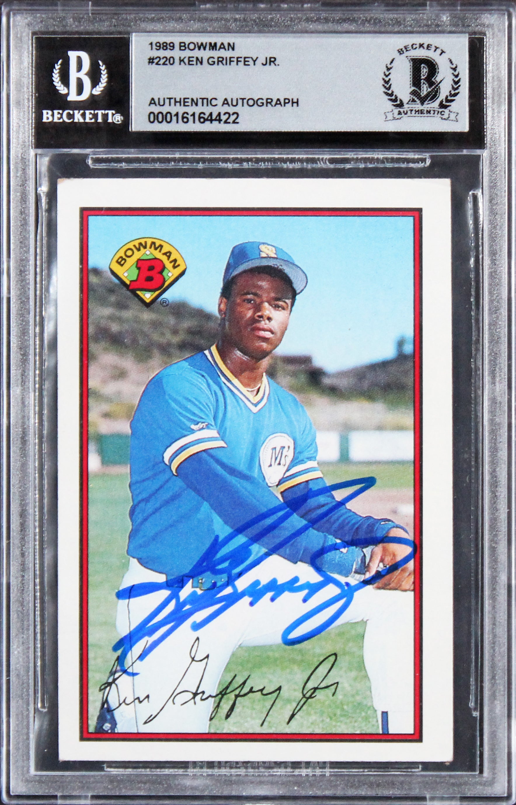 Mariners Ken Griffey Jr. Signed 1989 Bowman #220 Rookie Card Auto 10! BAS Slab