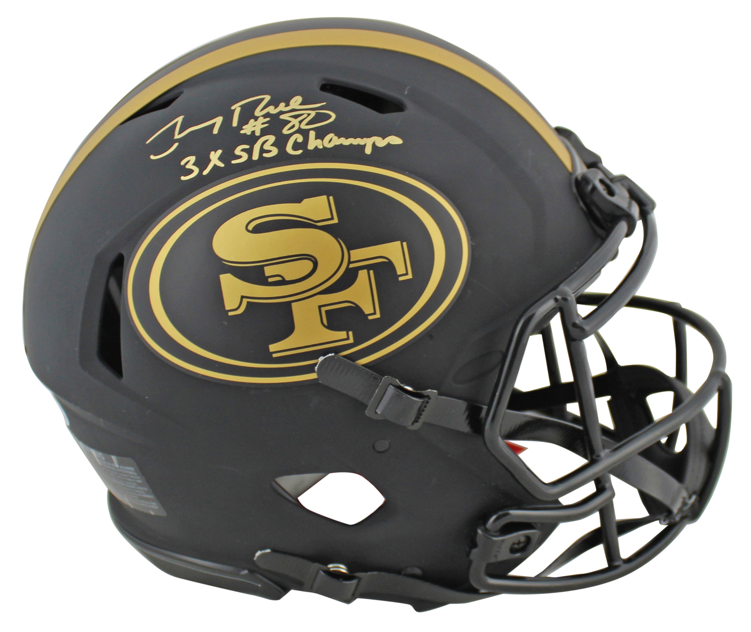 49ers Jerry Rice "3x SB Champ" Signed  Eclipse Proline F/S Speed Helmet BAS