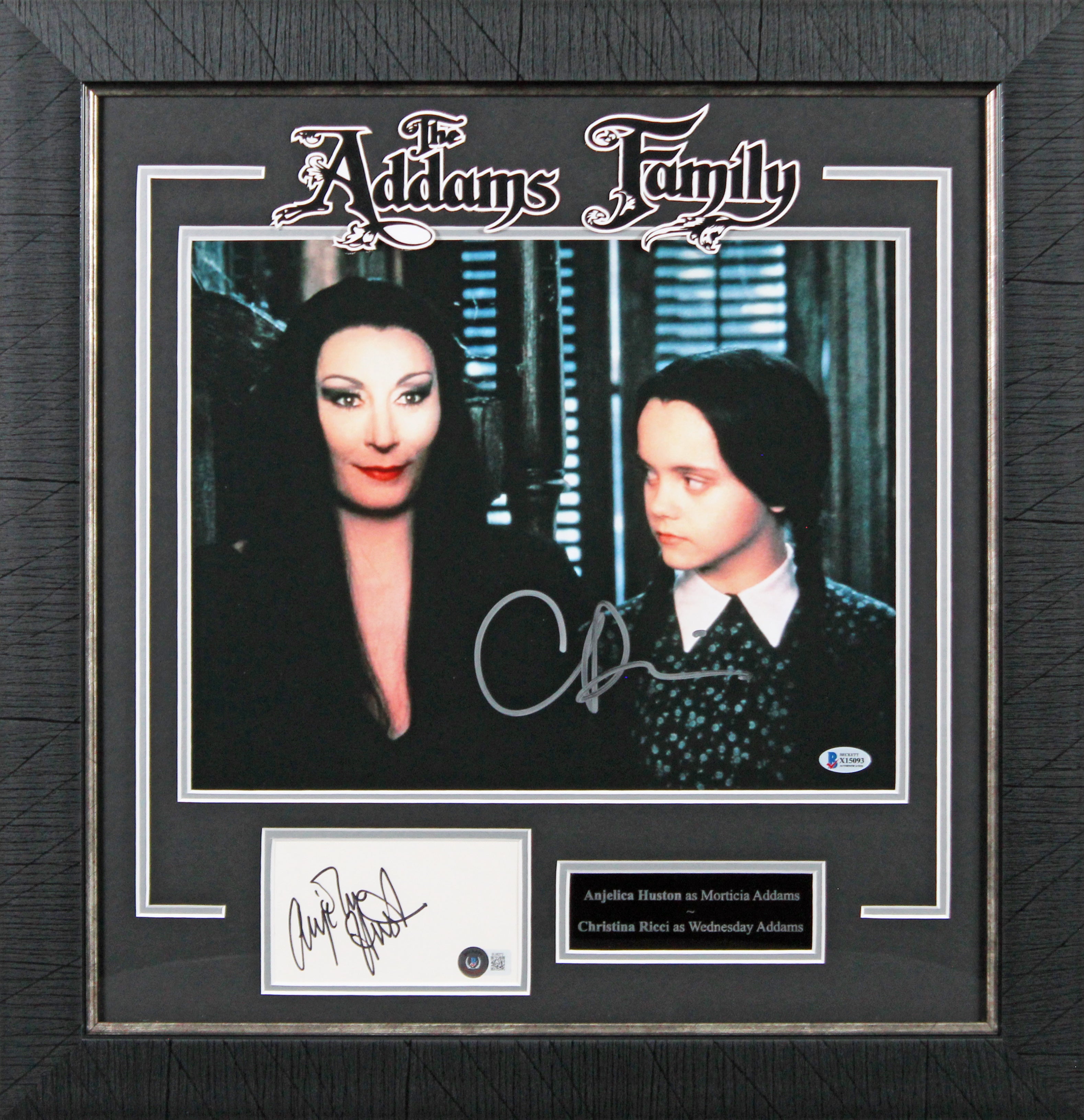 Christina Ricci & Anjelica Houston The Addams Family Signed Framed Display BAS