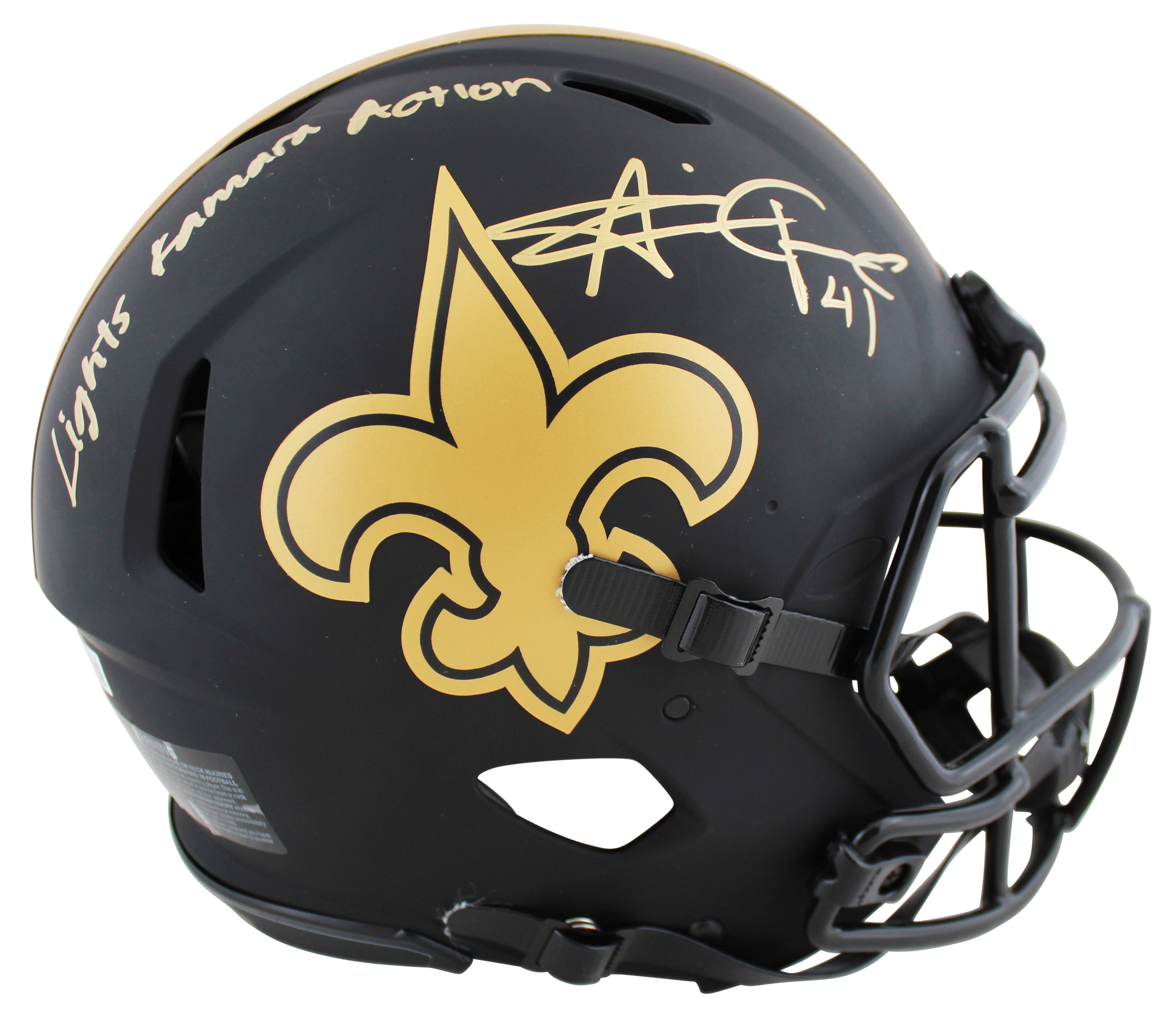 Saints Alvin Kamara "LKA" Signed Eclipse Full Size Speed Proline Helmet BAS Wit