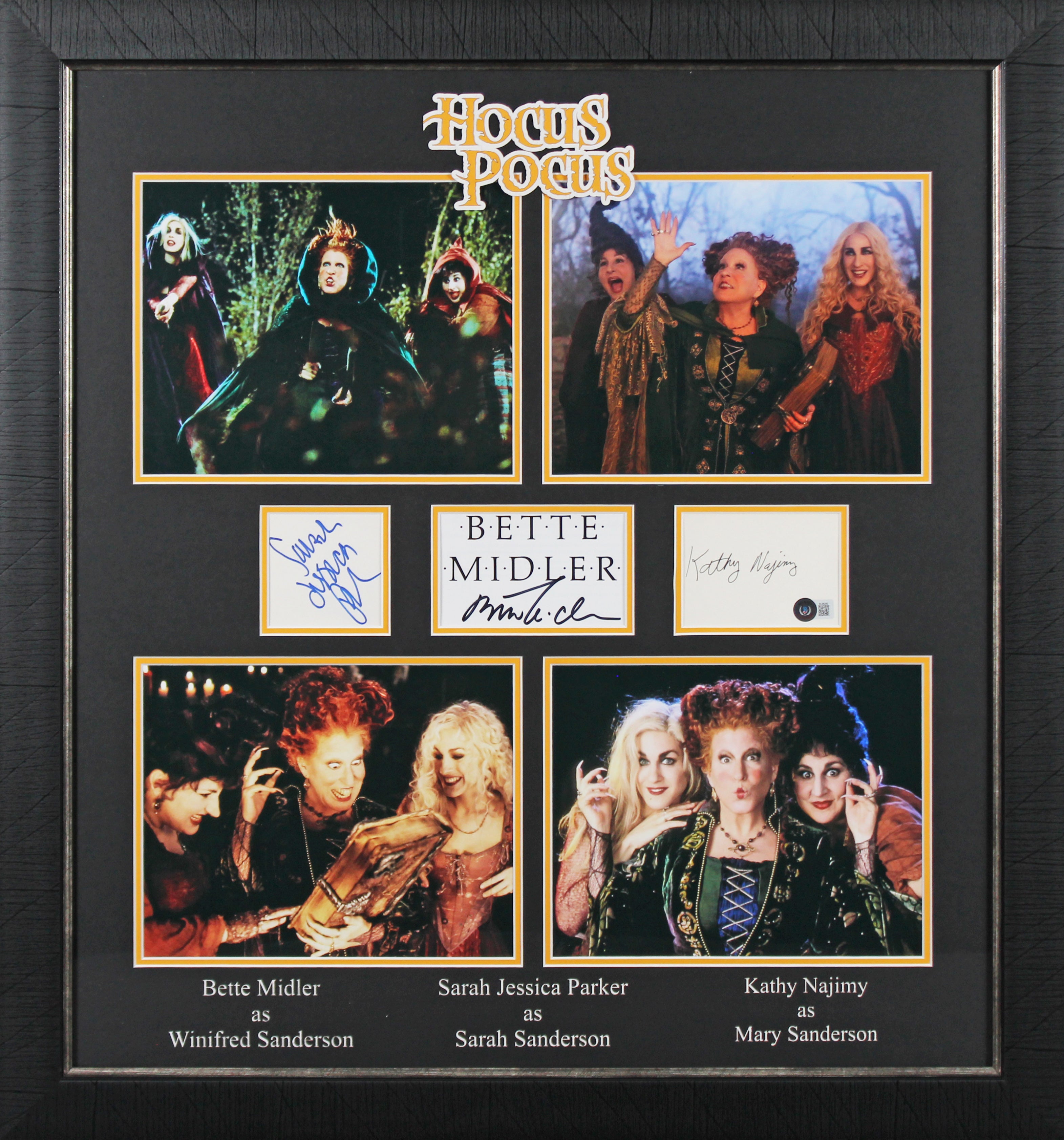 Hocus Pocus (3) Parker, Midler & Najimy Signed Framed Display BAS #AD38608