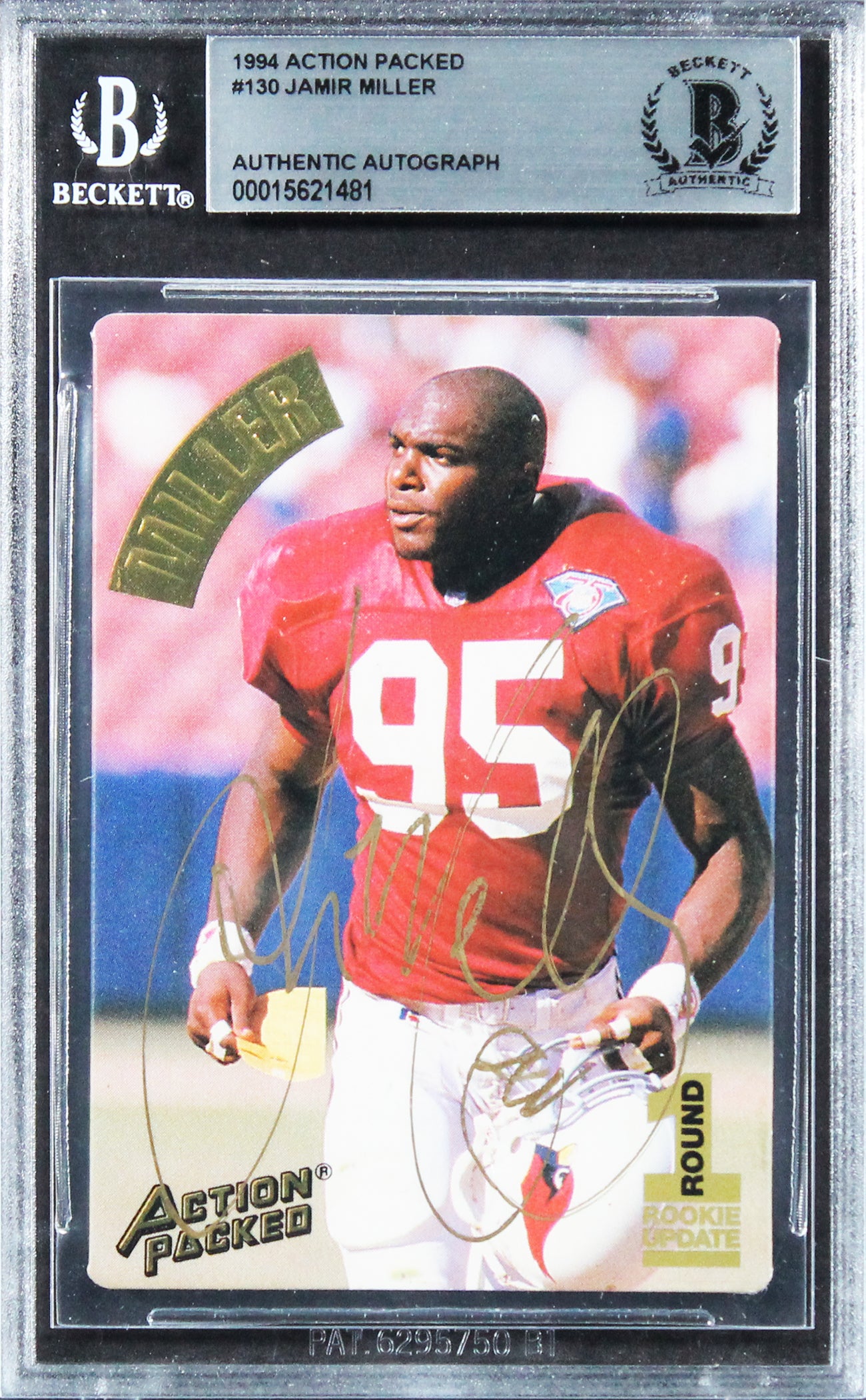 Cardinals Jamir Miller Authentic Signed 1994 Action Packed #130 Card BAS Slabbed