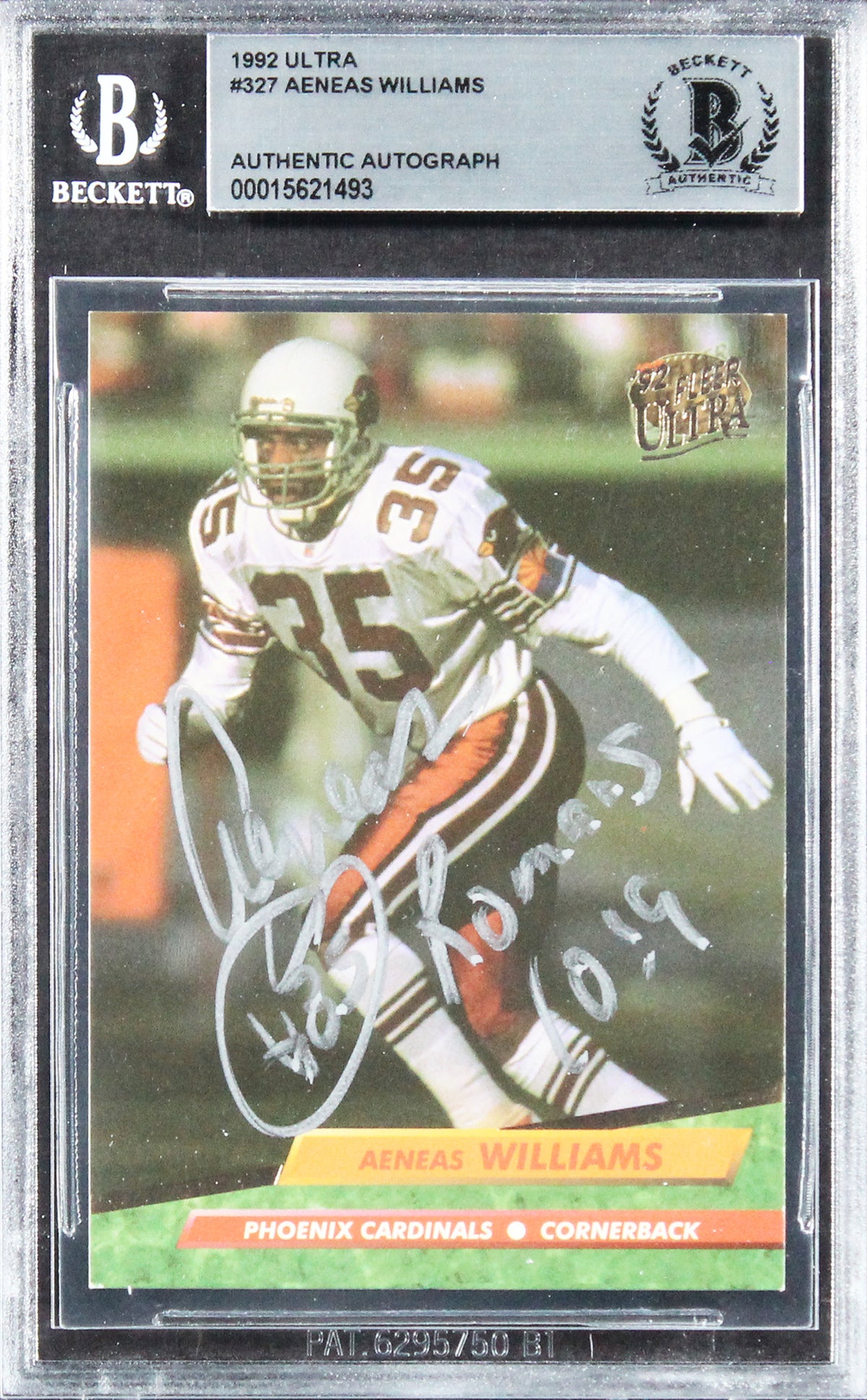 Cardinals Aeneas Williams Authentic Signed 1992 Ultra #327 Card BAS Slabbed