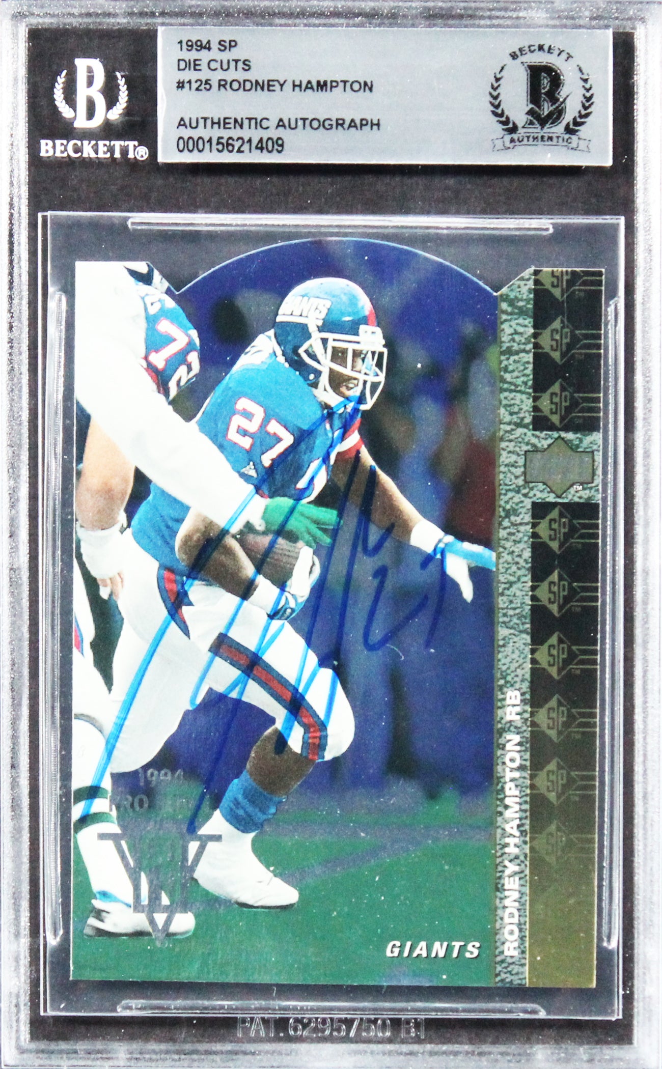 Giants Rodney Hampton Authentic Signed 1994 SP Die Cuts #125 Card BAS Slabbed