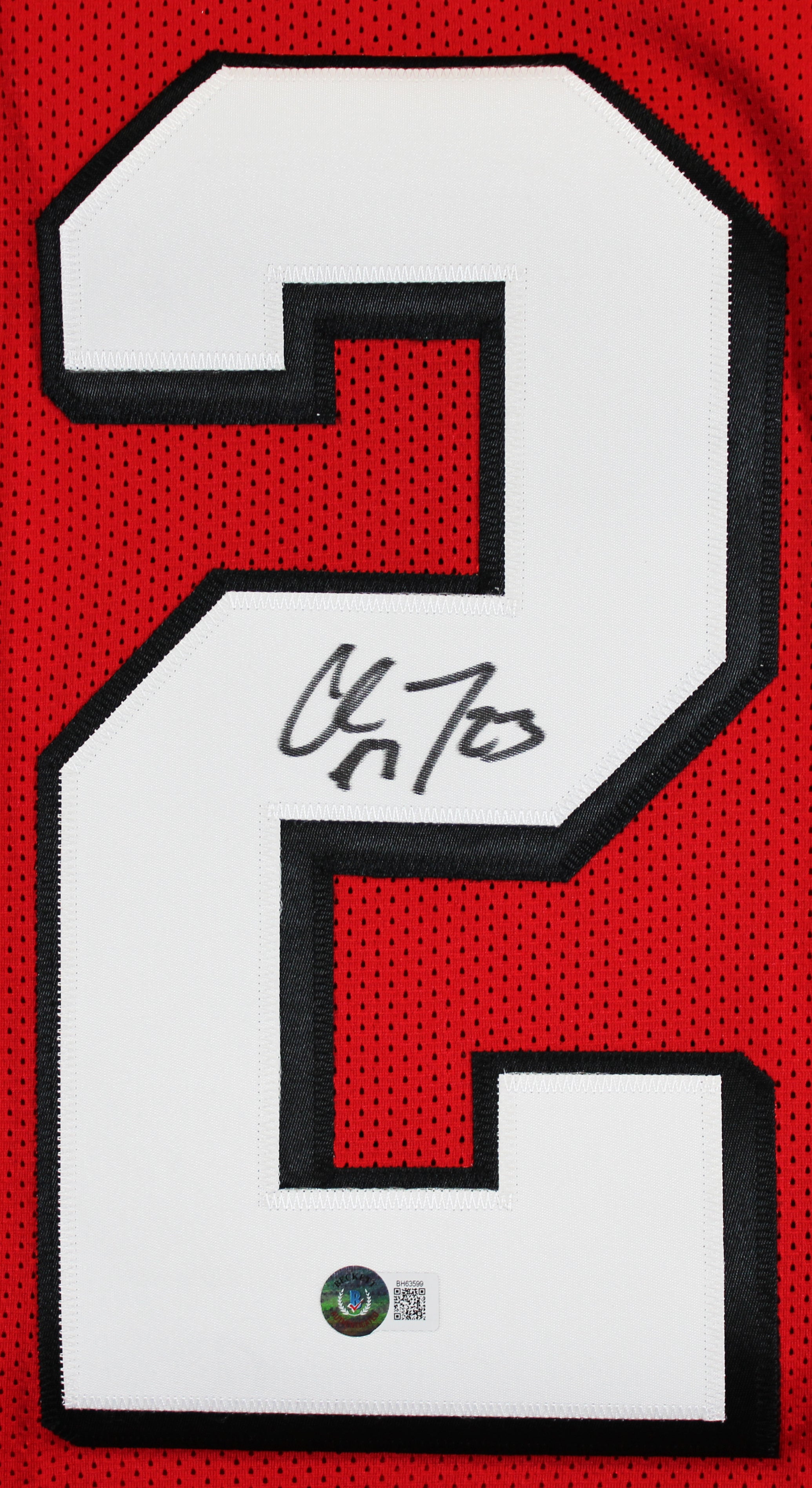 Christian McCaffrey Authentic Signed Red Pro Style Jersey w/ Dropshadow BAS