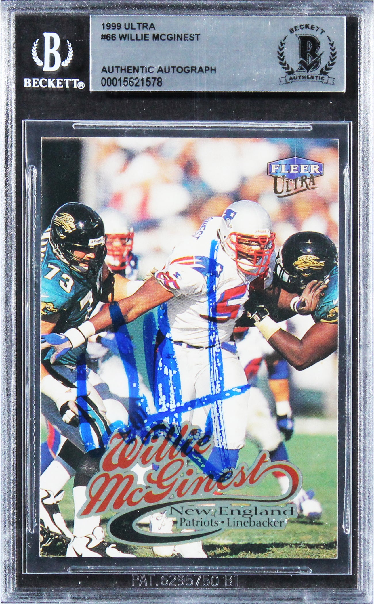 Patriots Willie McGinest Authentic Signed 1999 Ultra #66 Card BAS Slabbed