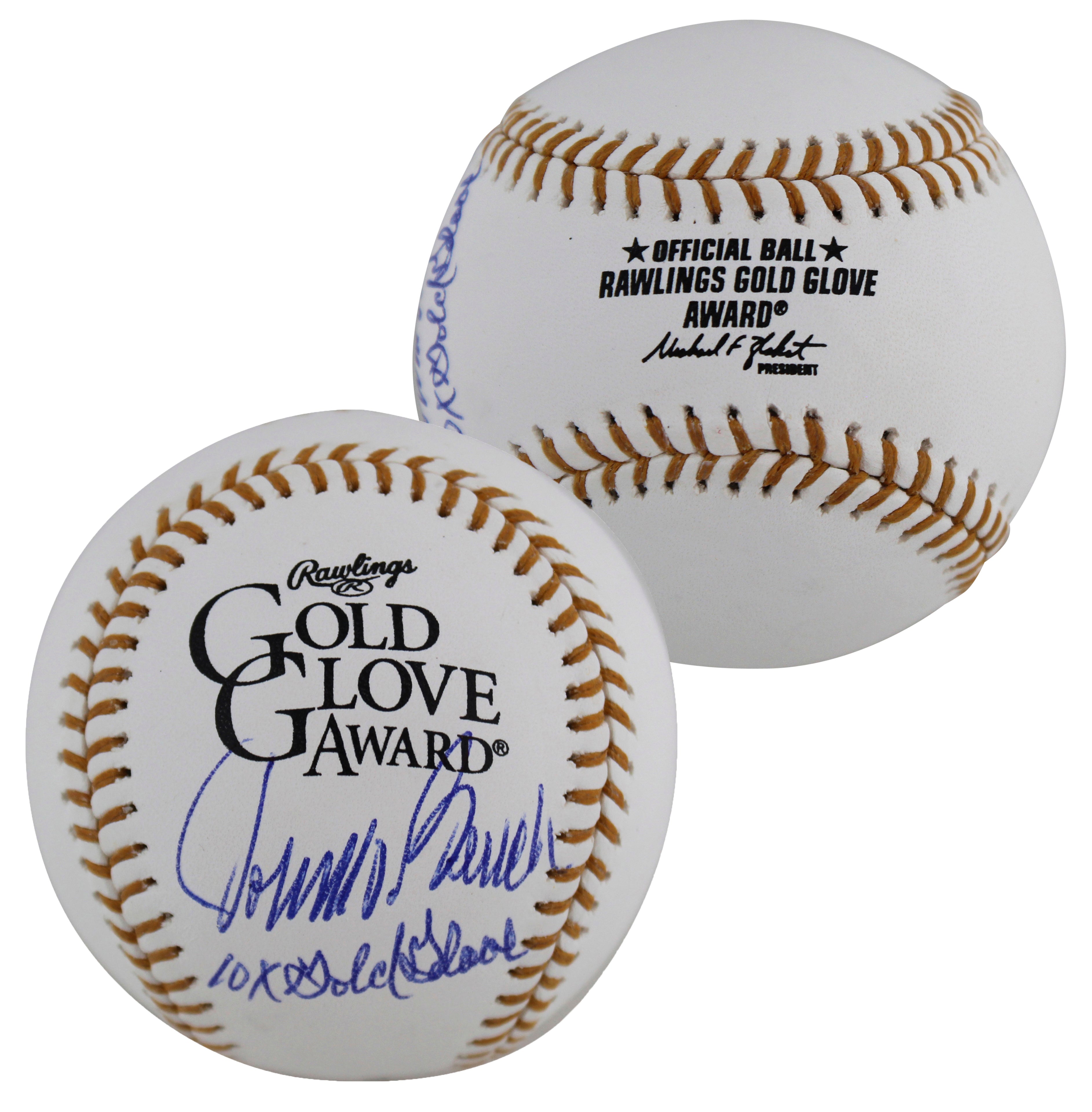 Reds Johnny Bench "10x Gold Glove" Signed Gold Glove Logo Oml Baseball Fanatics