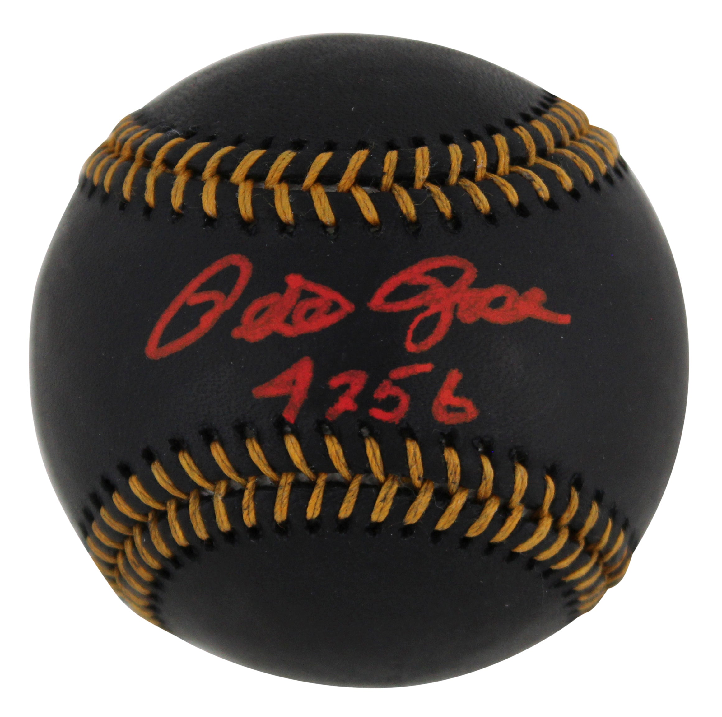Reds Pete Rose "4256" Authentic Signed Black Oml Baseball w/ Red Sig BAS Witness